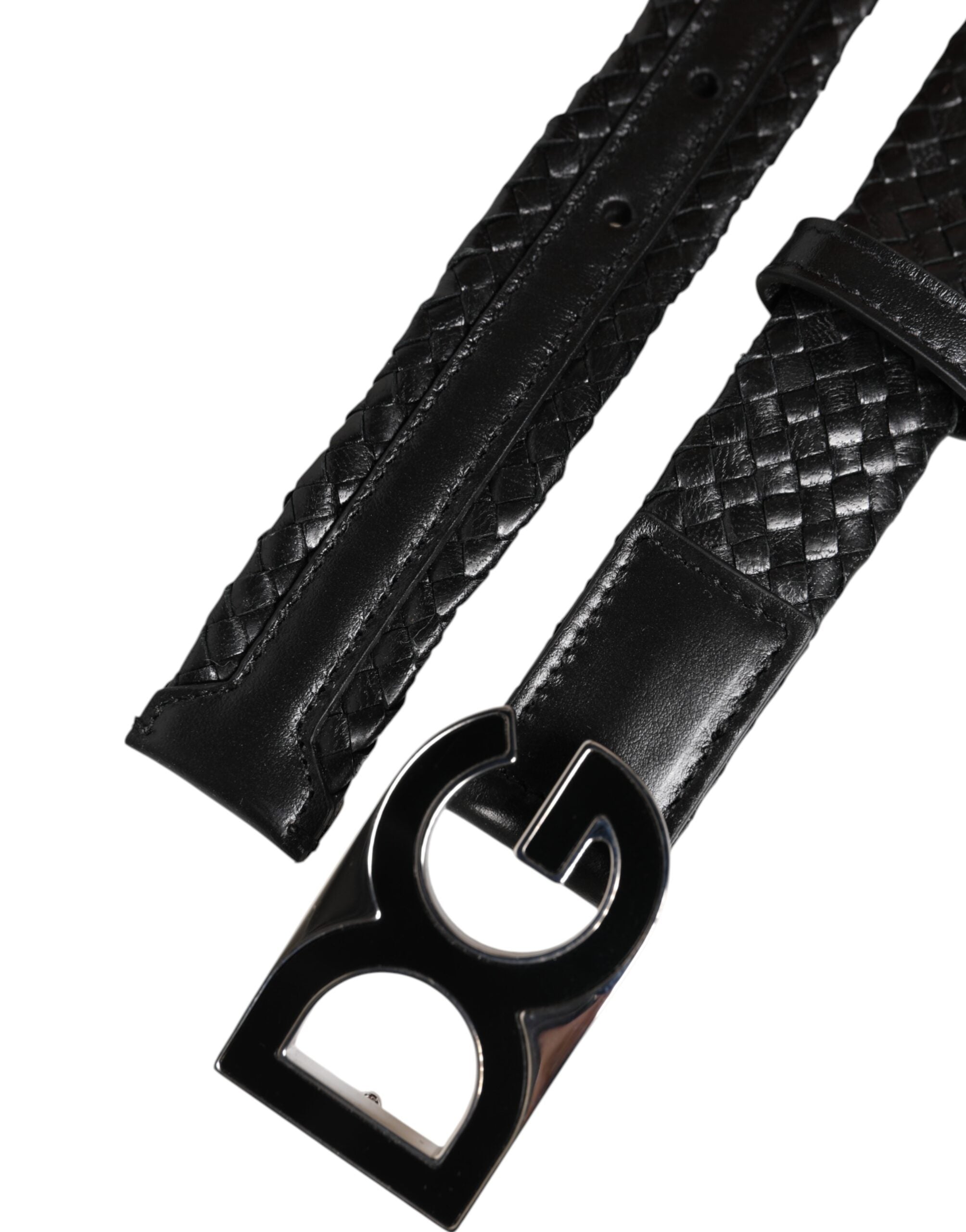 Black Classic Leather DG Logo Buckle Belt - ventzia