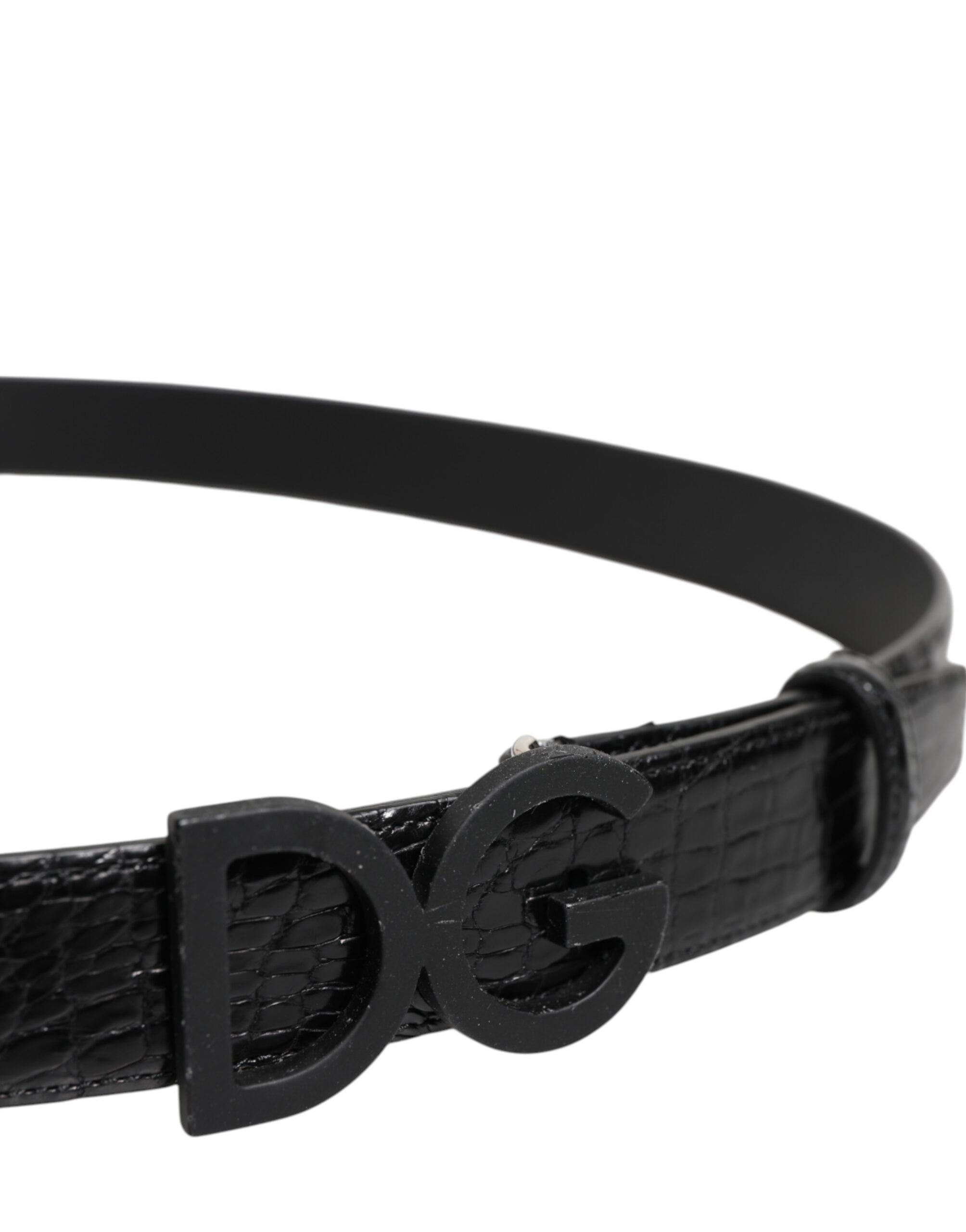 Black Leather Classic Metal DG Buckle Belt - ventzia