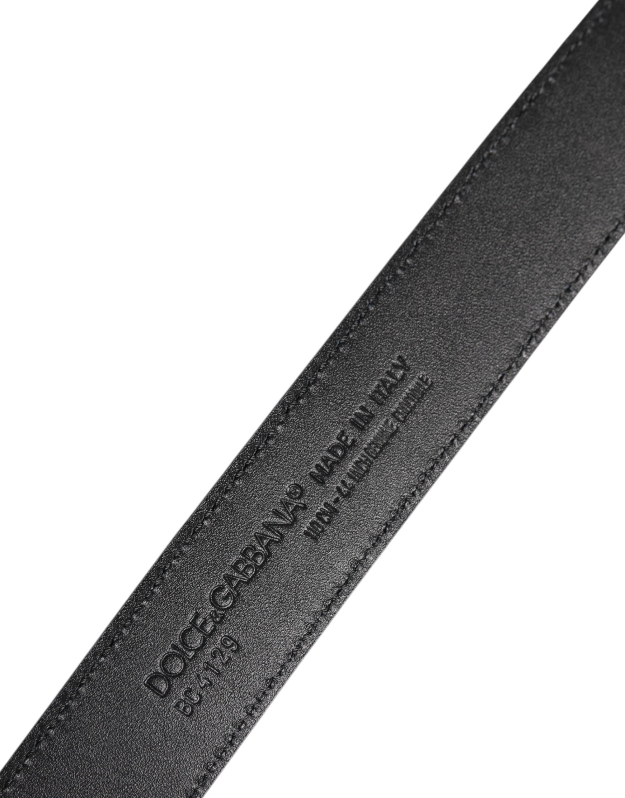 Black Leather Classic Metal DG Buckle Belt - ventzia