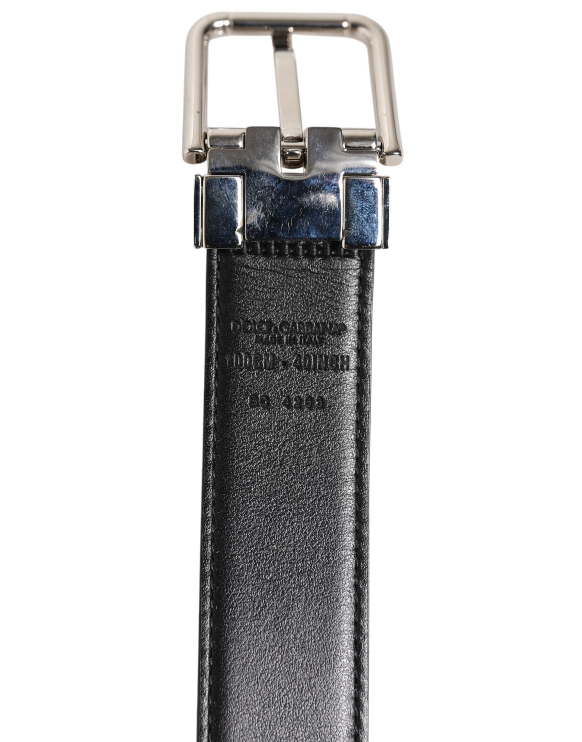 Black Classic Leather Silver Tone Buckle Belt - ventzia