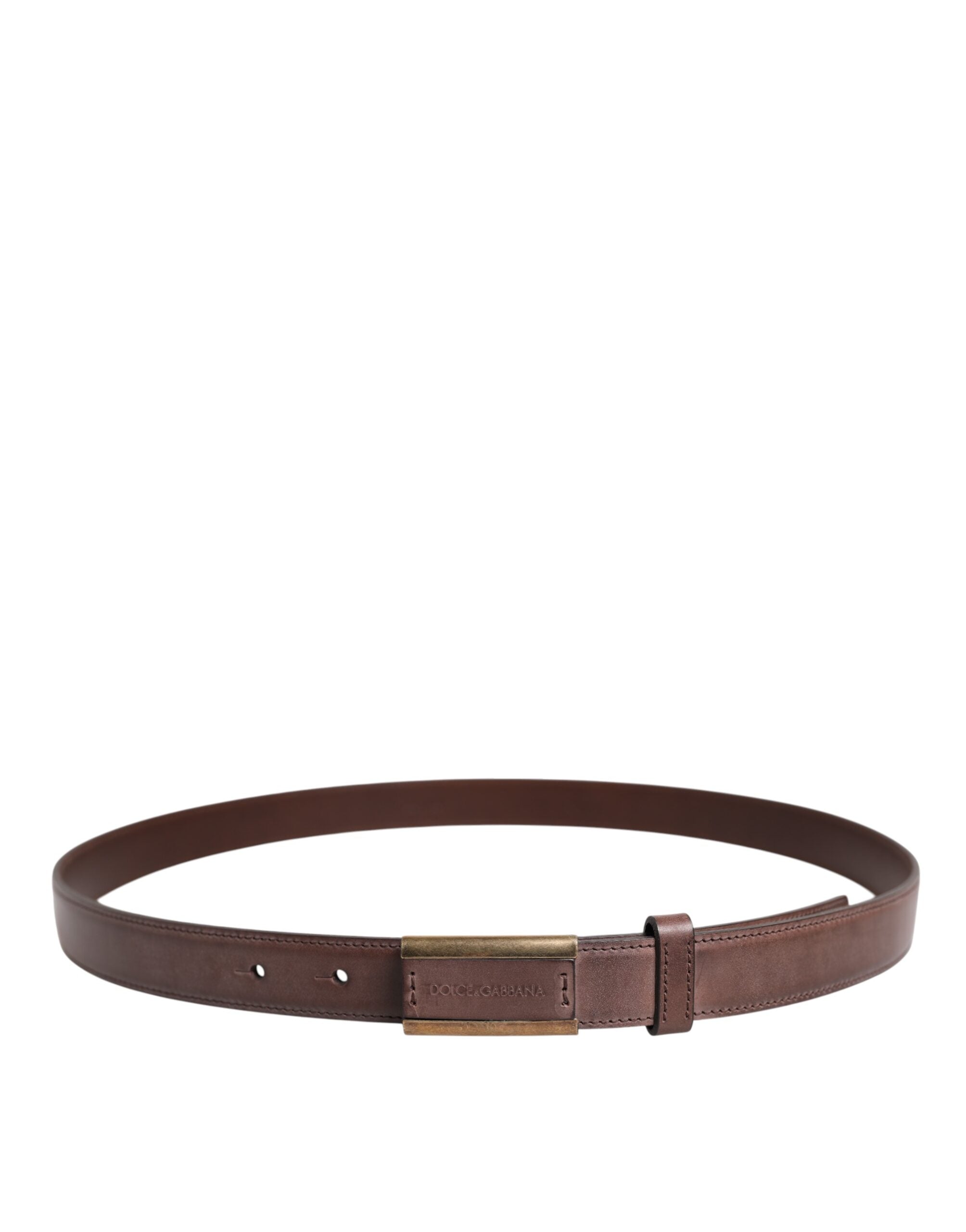 Brown Calf Leather Antique Buckle Belt - ventzia