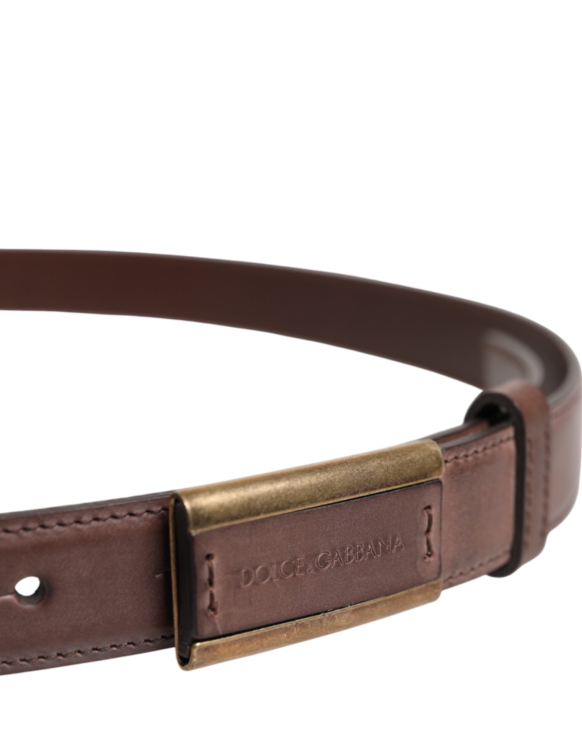 Brown Calf Leather Antique Buckle Belt - ventzia
