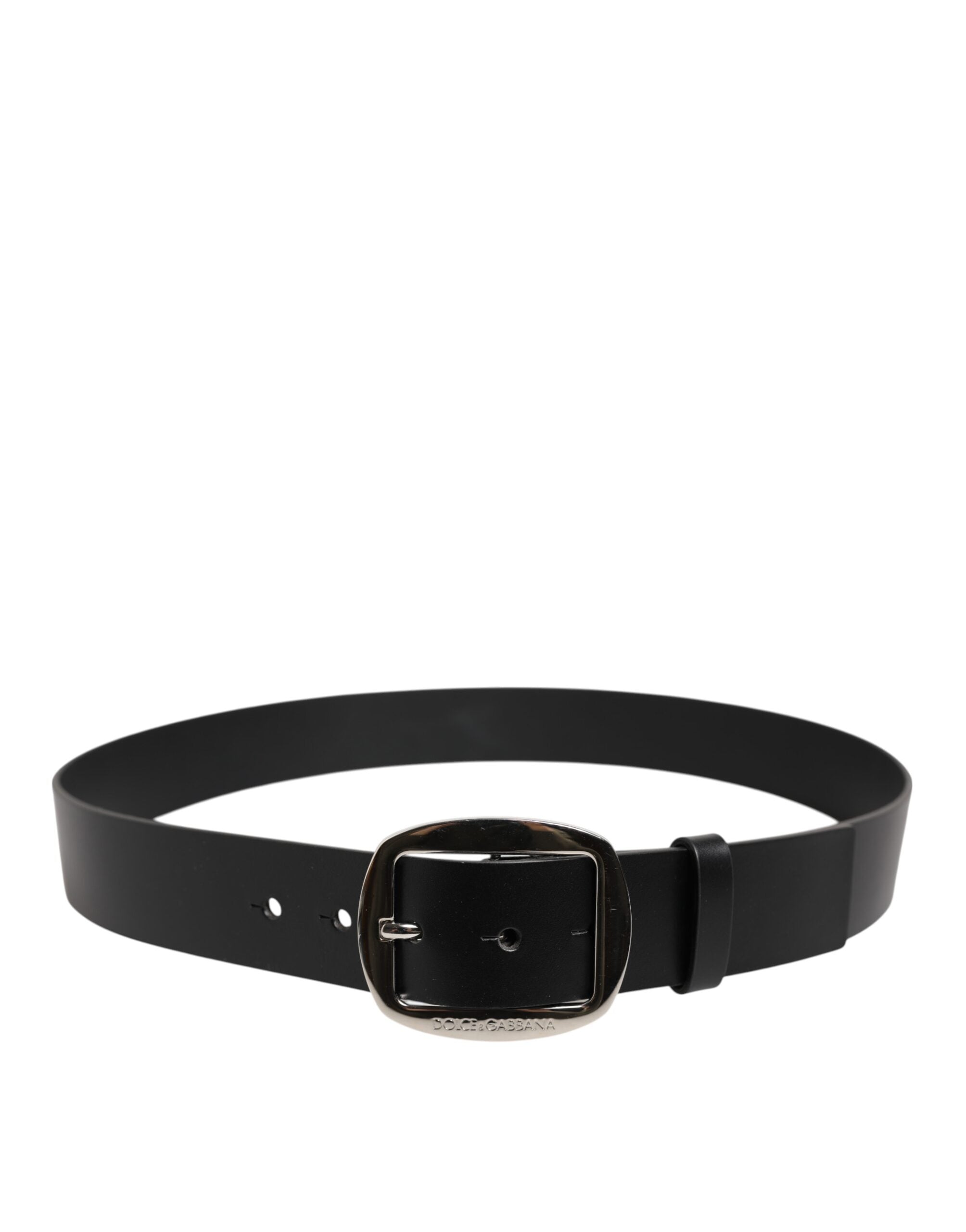 Black Leather Classic Metal Buckle Belt - ventzia