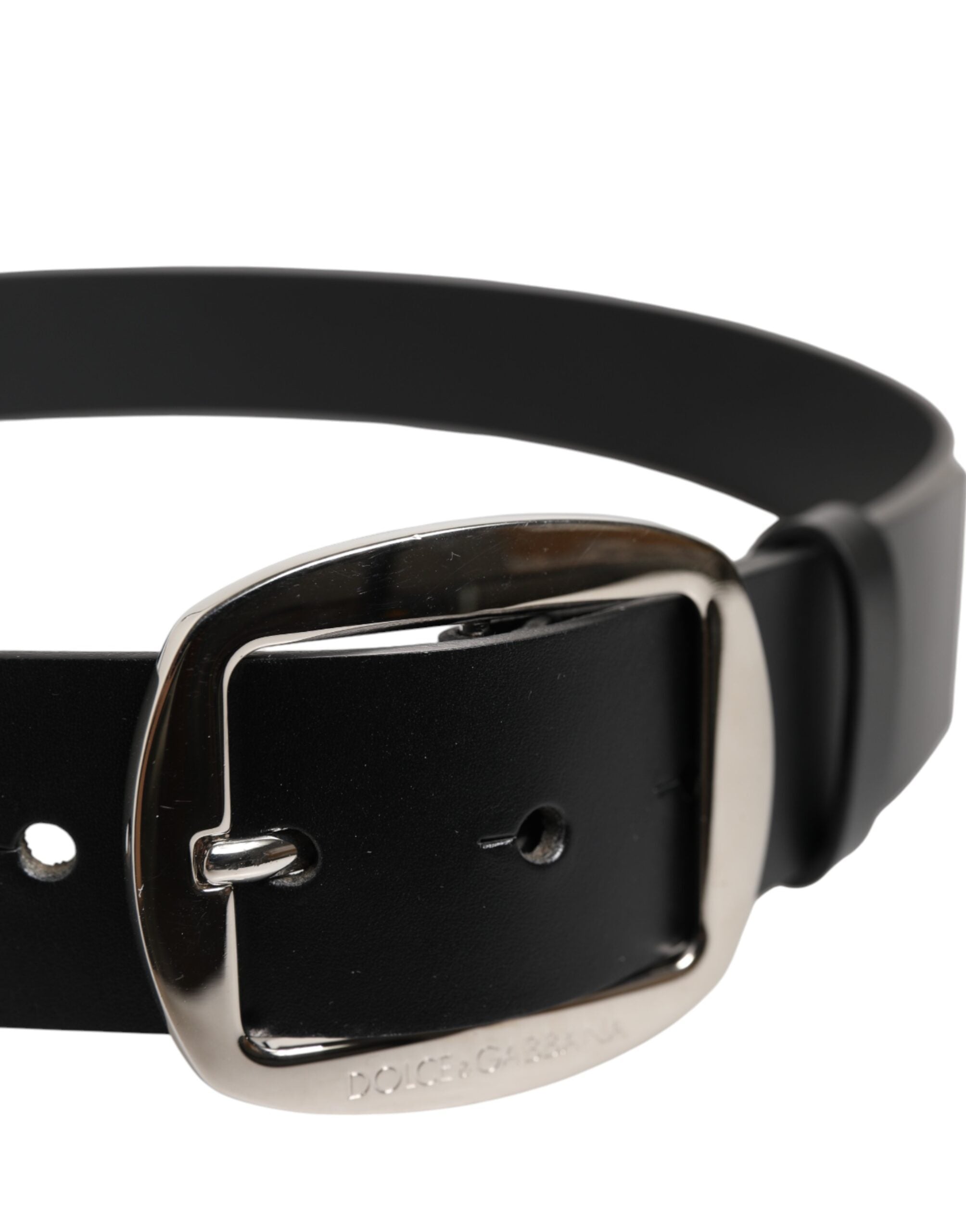 Black Leather Classic Metal Buckle Belt - ventzia
