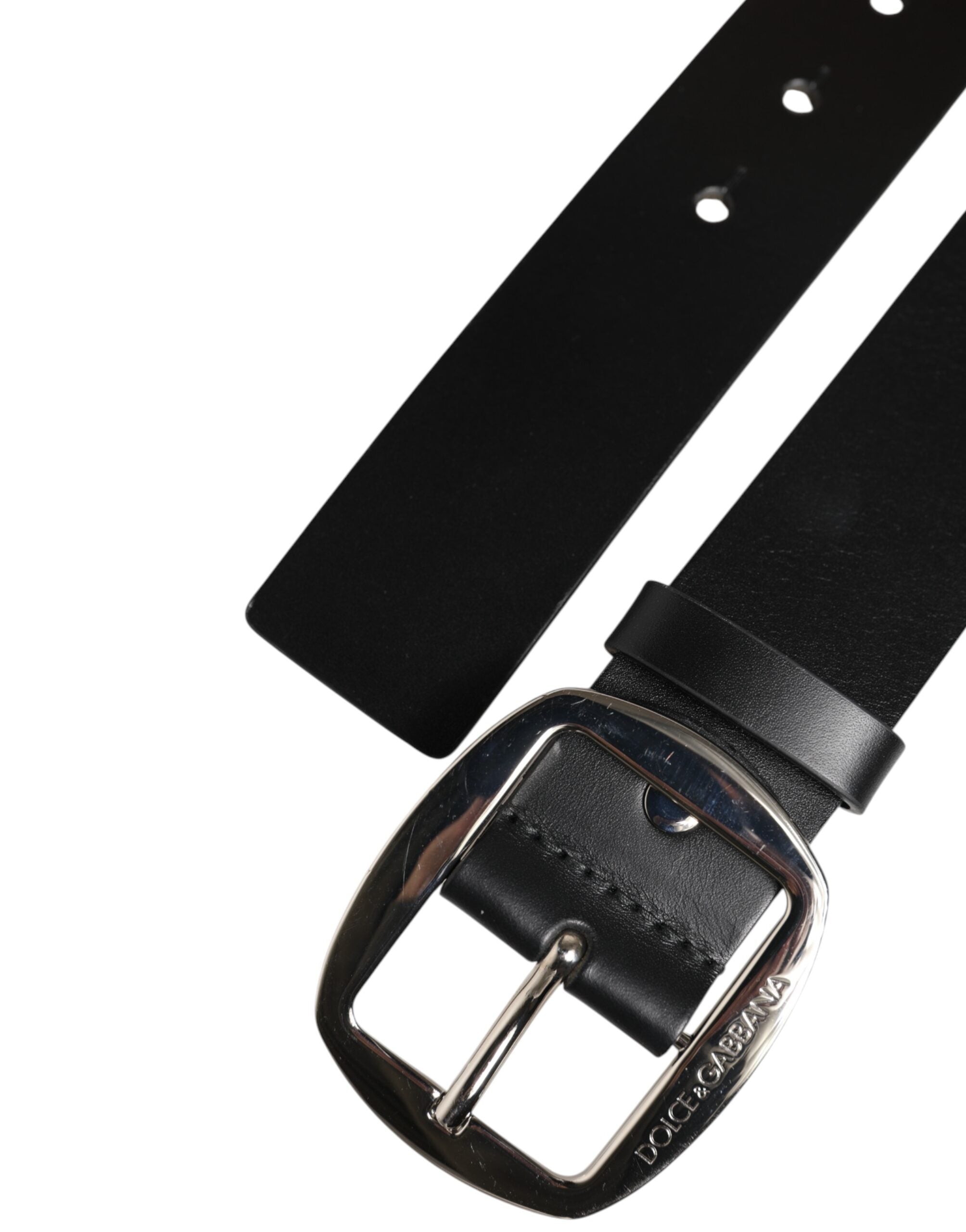 Black Leather Classic Metal Buckle Belt - ventzia