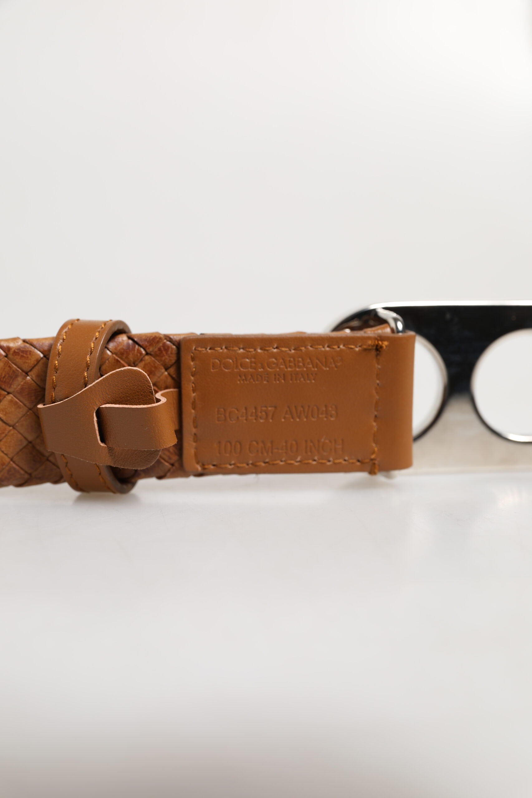 Brown Braided Metal DG Logo Buckle Belt - ventzia