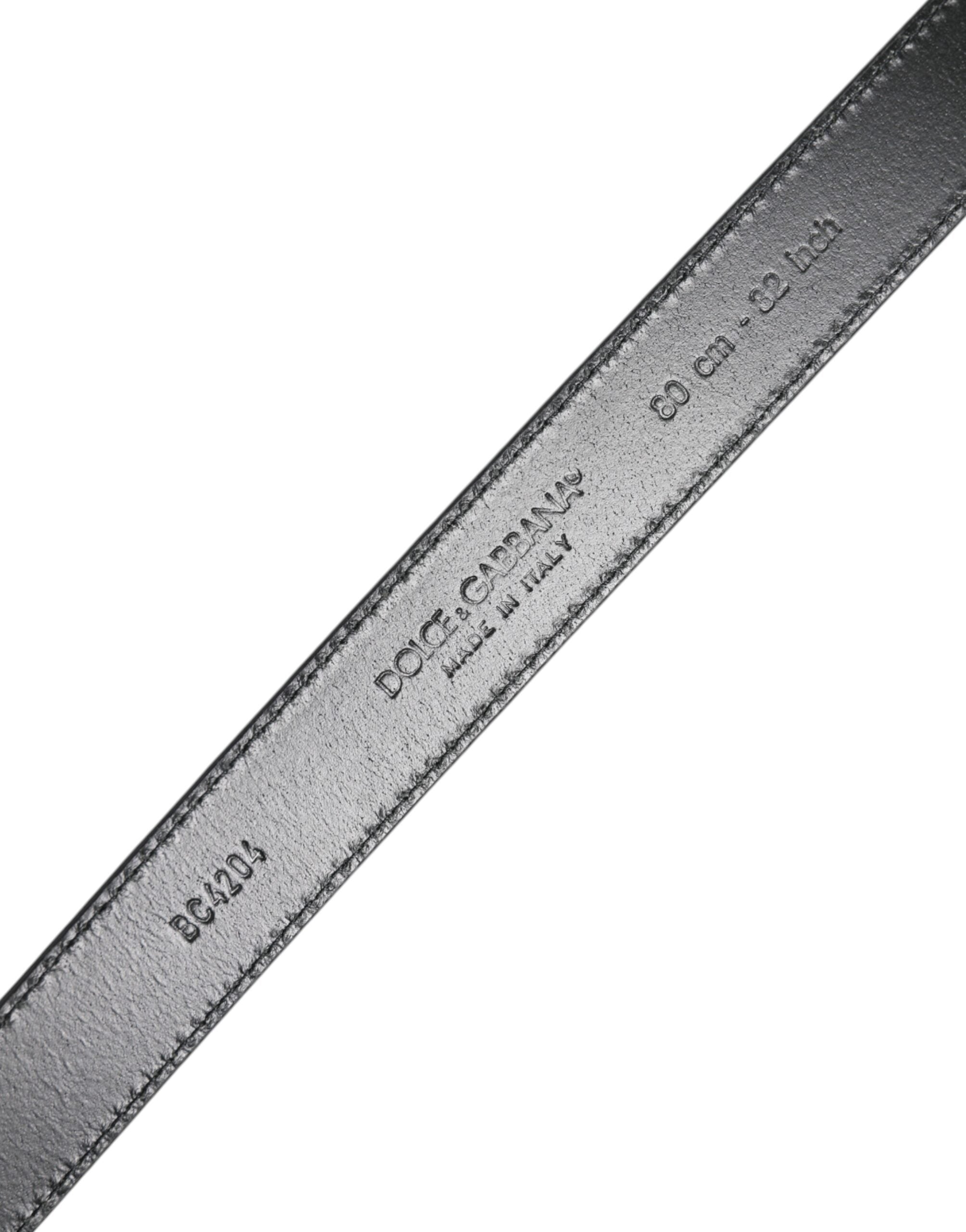 Blue Leather Classic Metal DG Logo Buckle Belt - ventzia