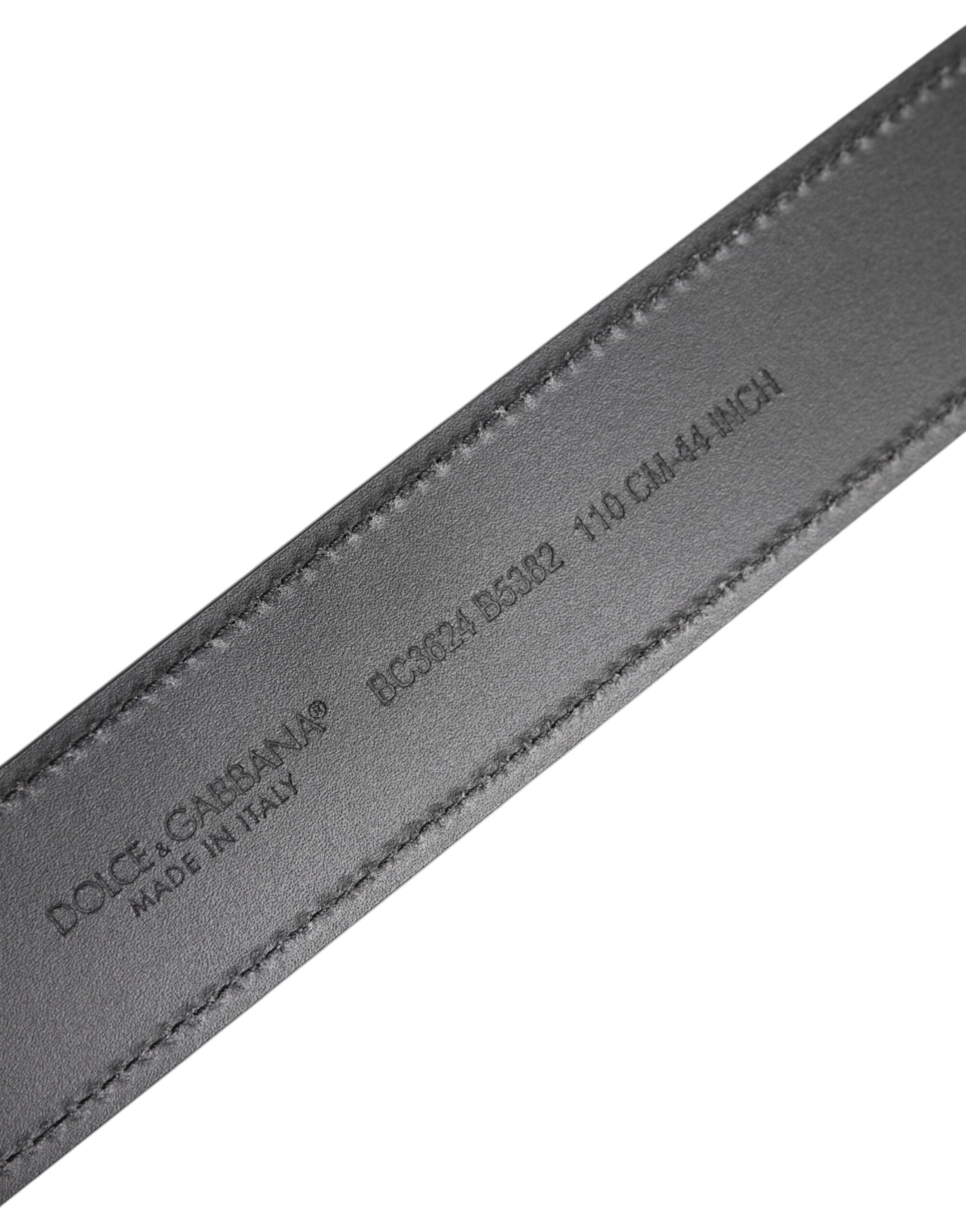 Black Leather Classic Metal Logo Buckle Belt - ventzia