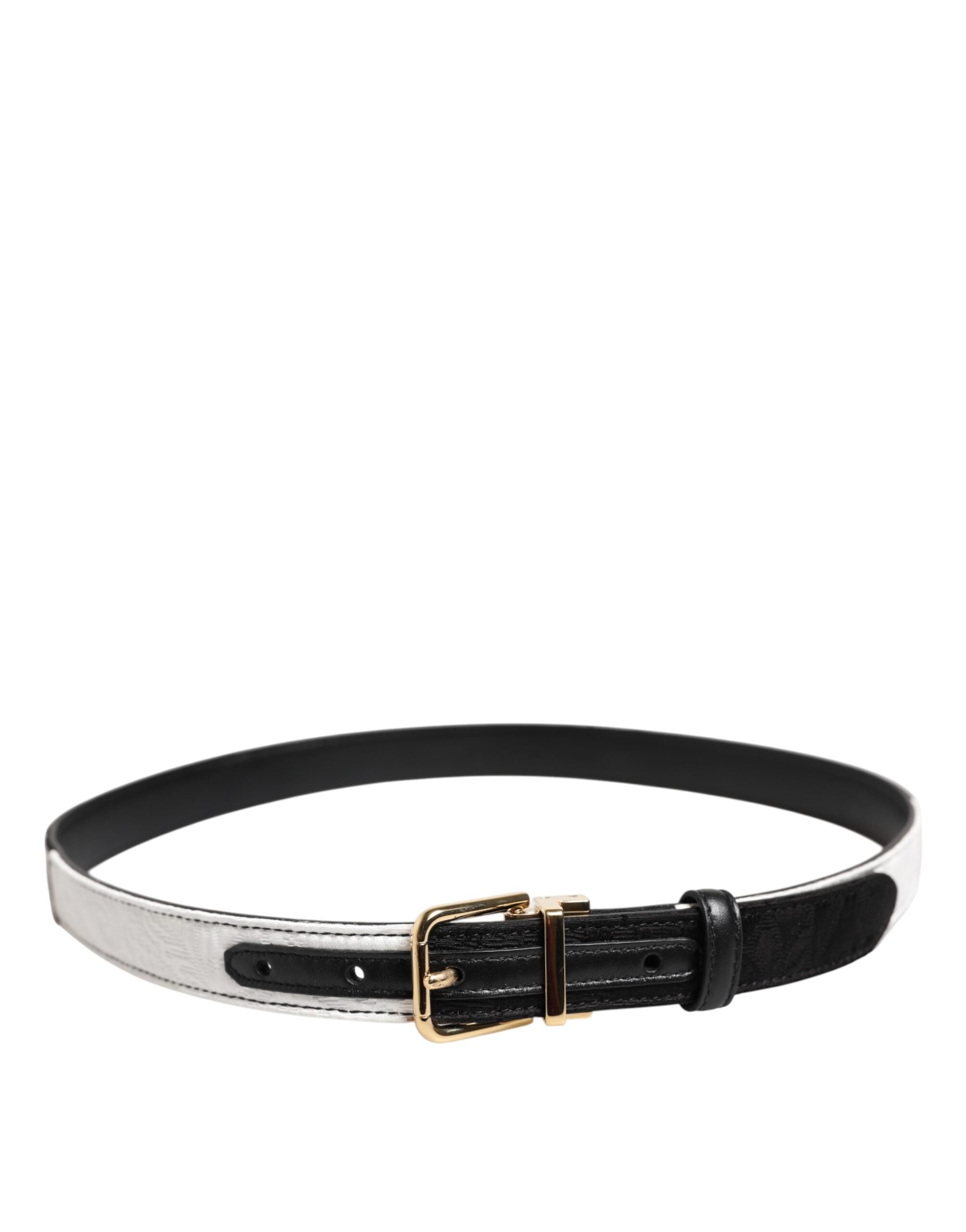 Black White Patchwork Gold Metal Buckle Belt - ventzia