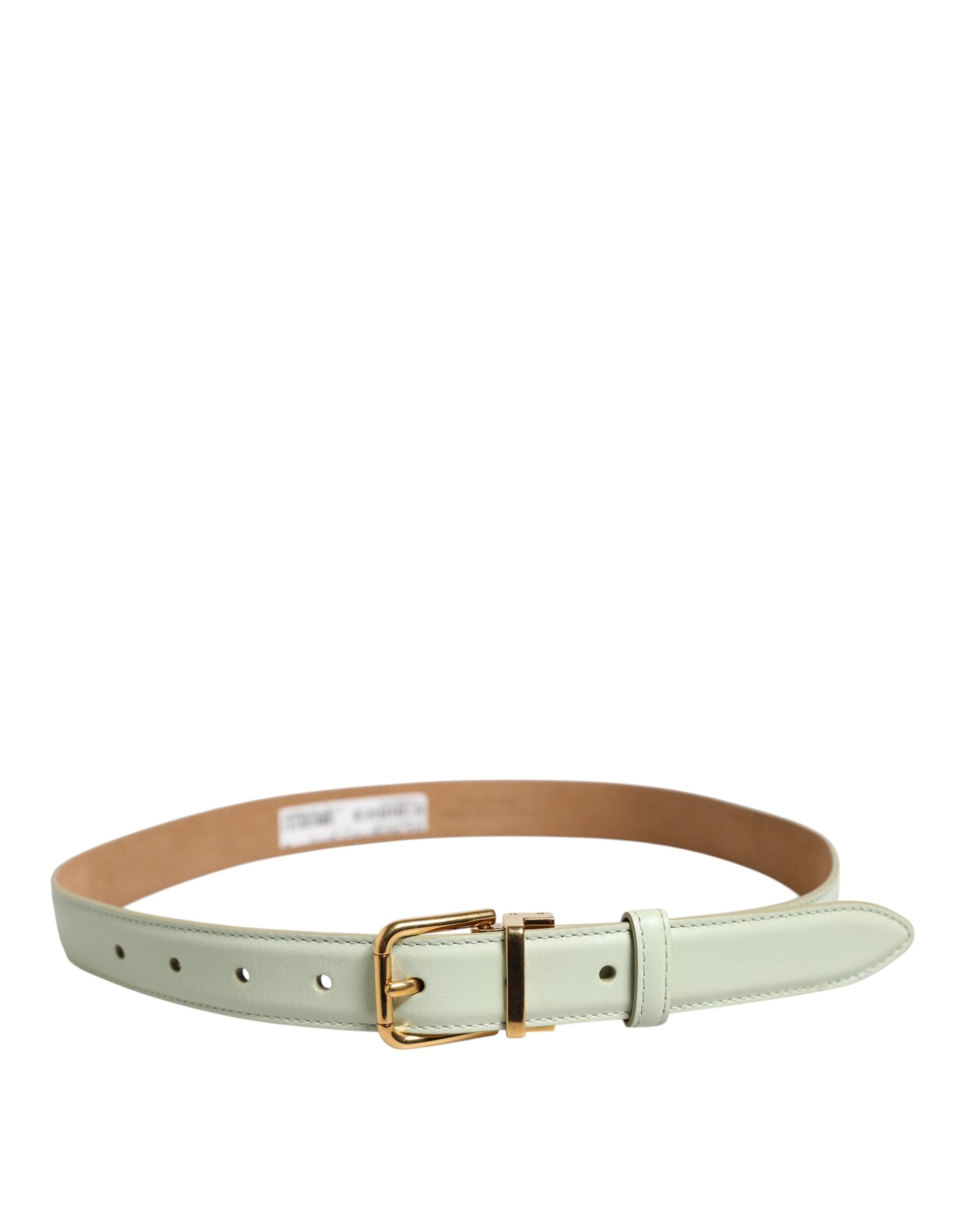 Light Green Leather Gold Metal Buckle Belt - ventzia