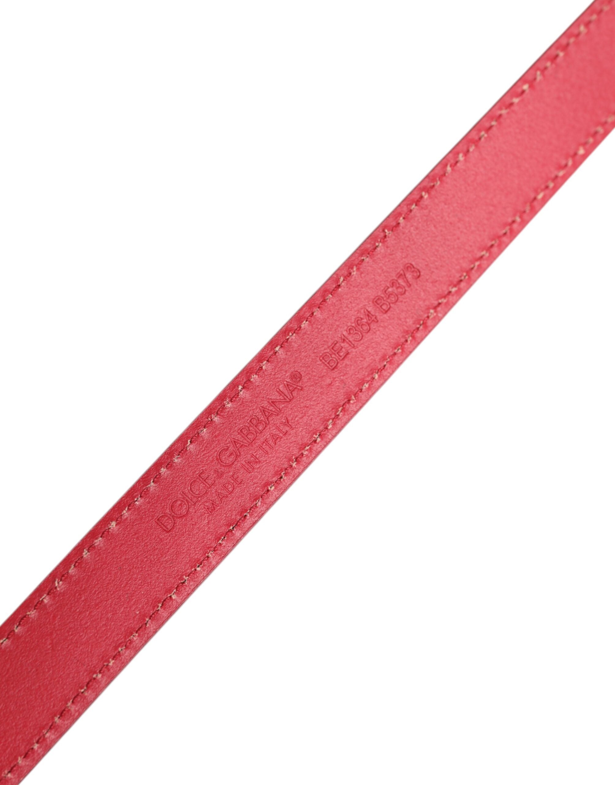 Red Leather Square Metal Buckle Cintura Belt - ventzia