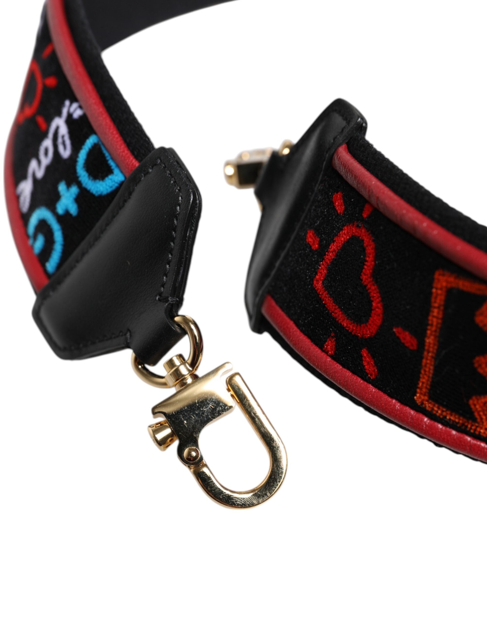 Black Cotton Printed Women Bag Accessory Shoulder Strap - ventzia