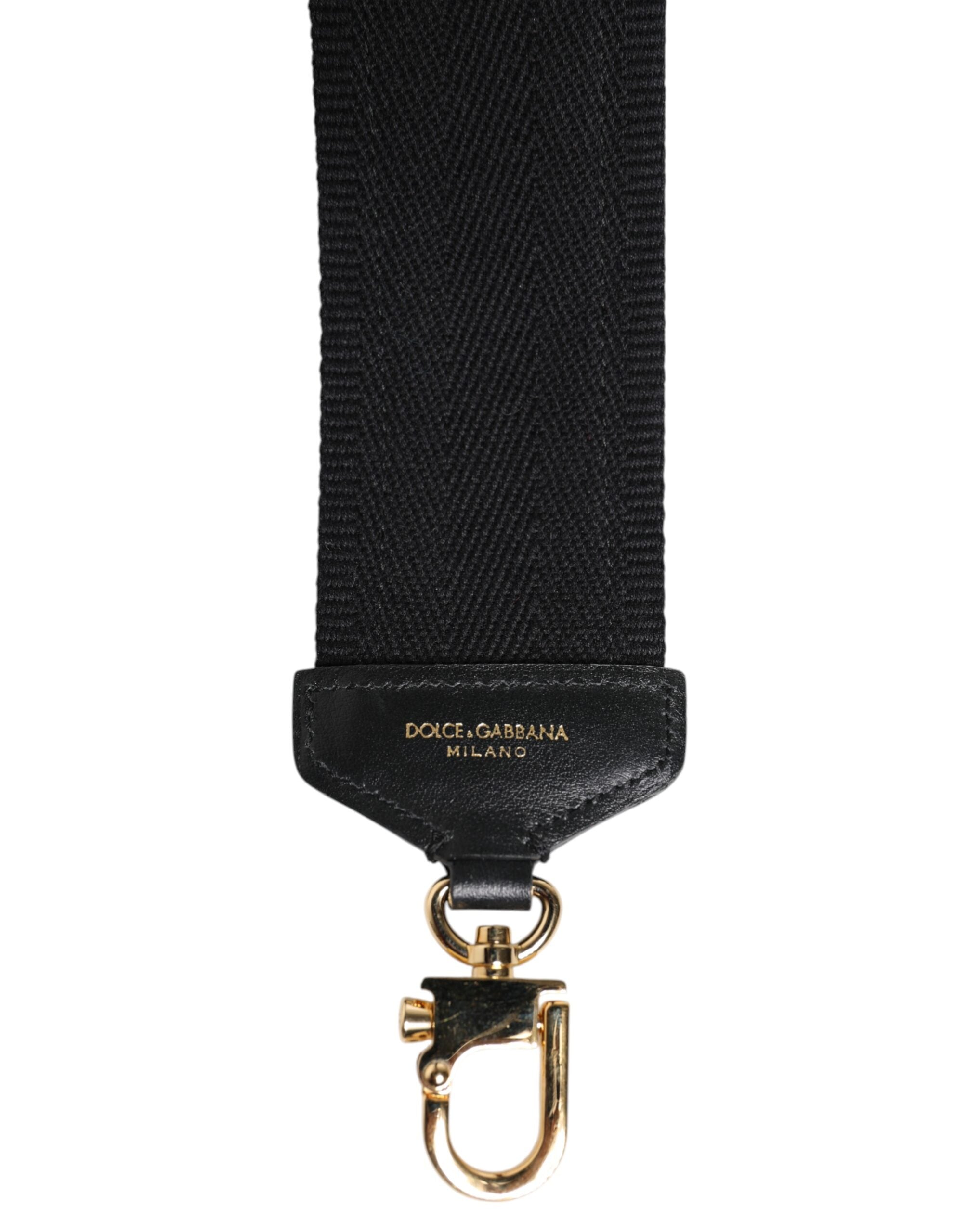 Black Cotton Printed Women Bag Accessory Shoulder Strap - ventzia