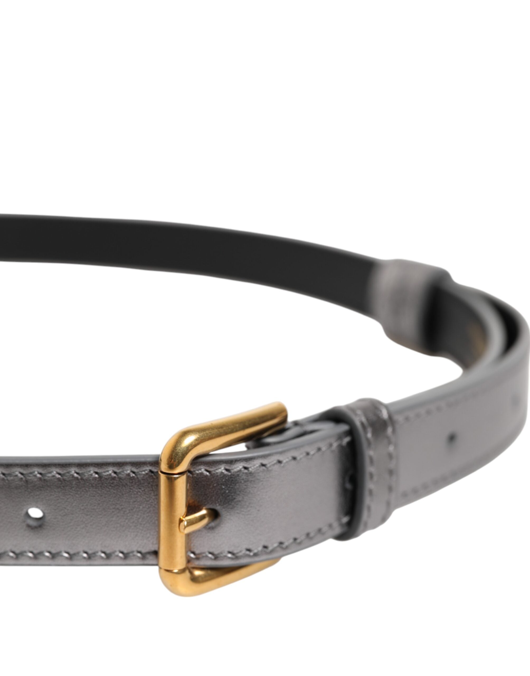 Silver Logo Engraved Metal Waist Buckle Belt - ventzia