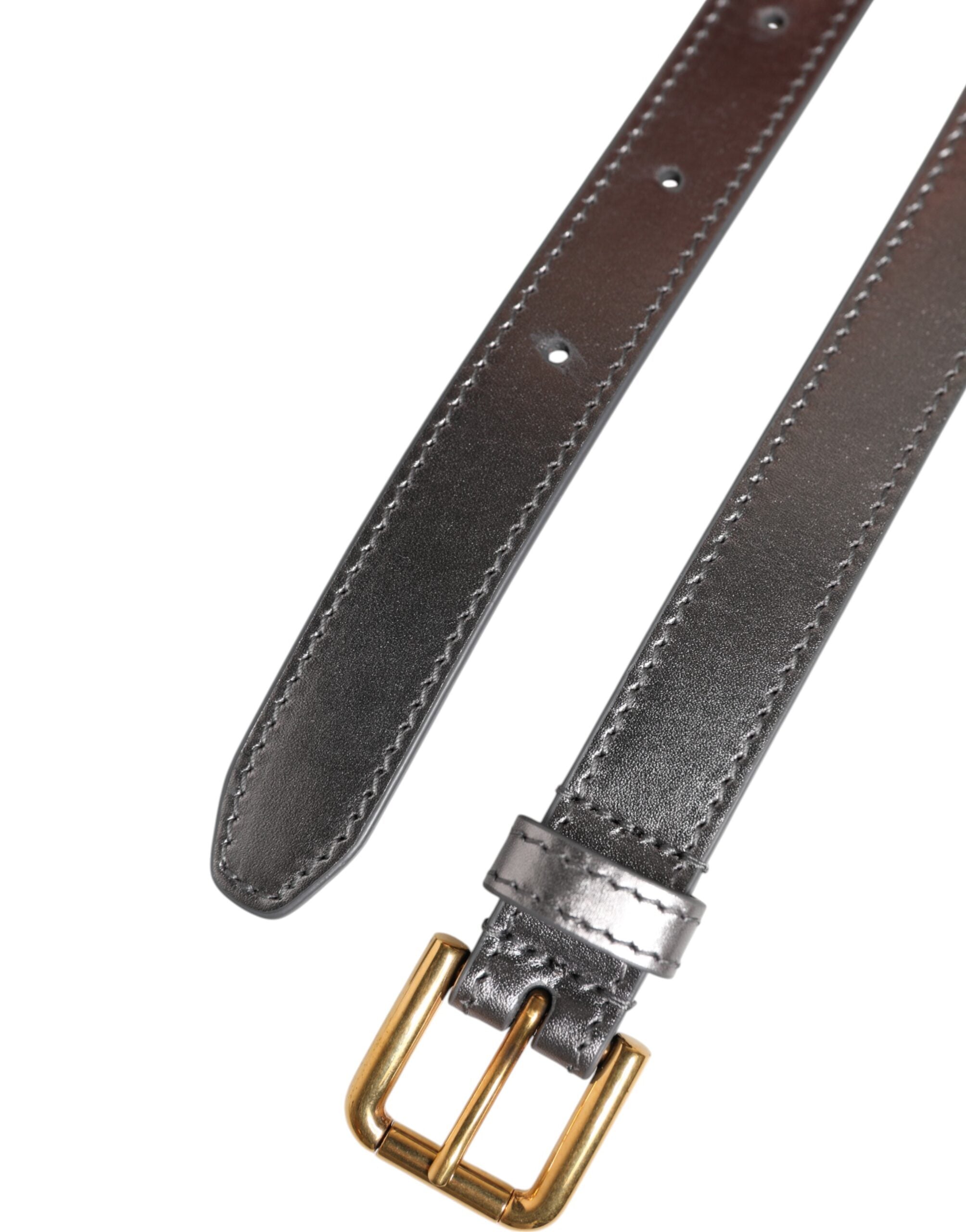 Silver Logo Engraved Metal Waist Buckle Belt - ventzia