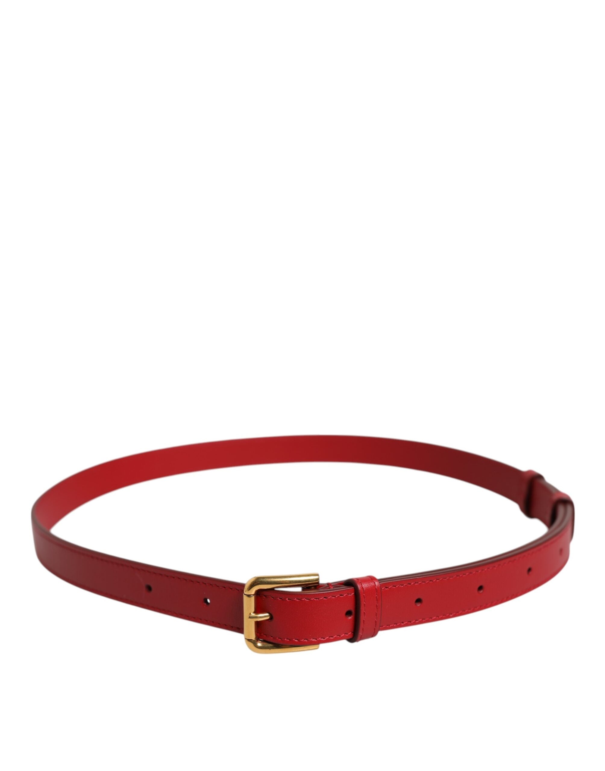 Red Logo Engraved Metal Waist Buckle Belt - ventzia