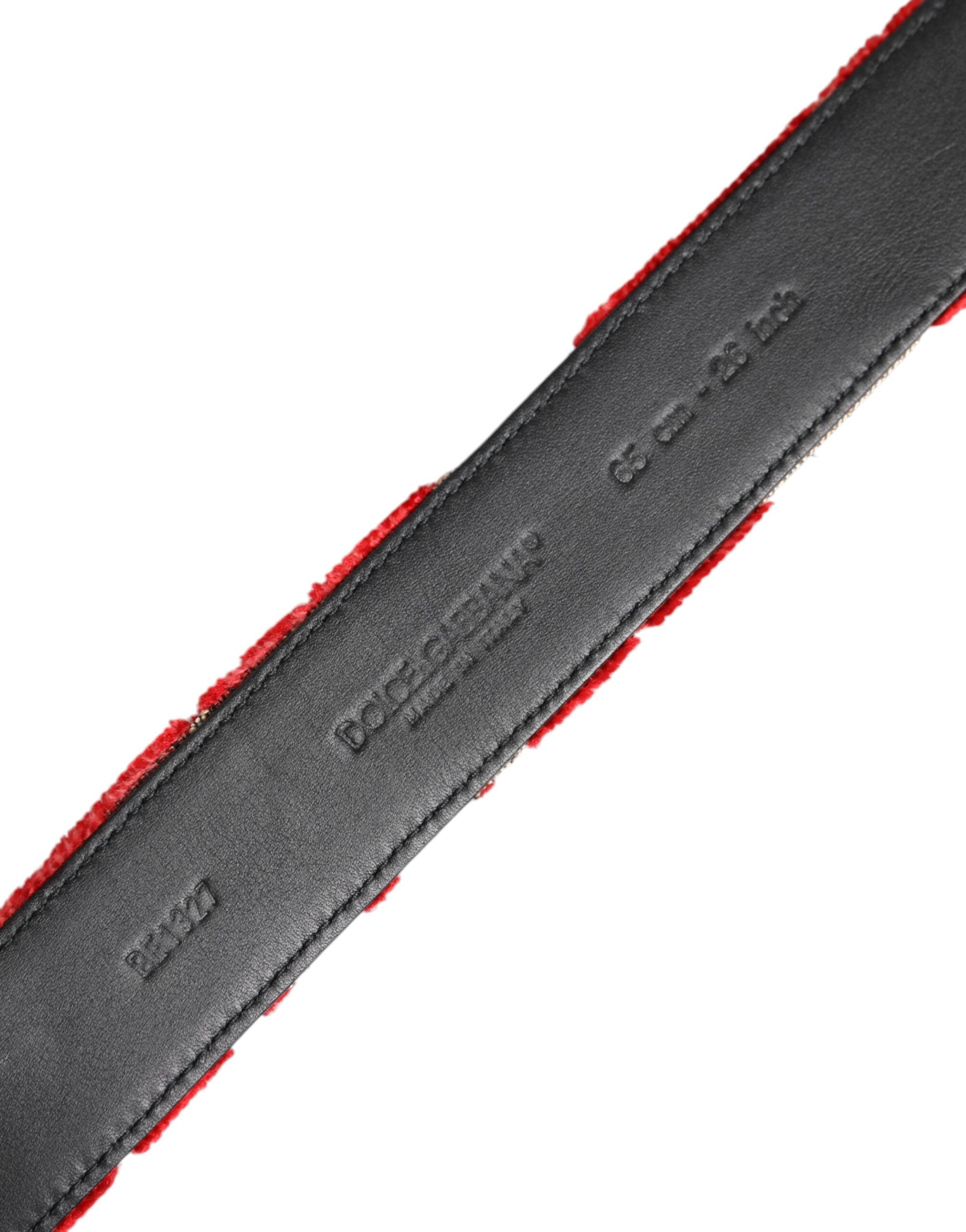Red Viscose Silver DG Logo Metal Buckle Belt - ventzia