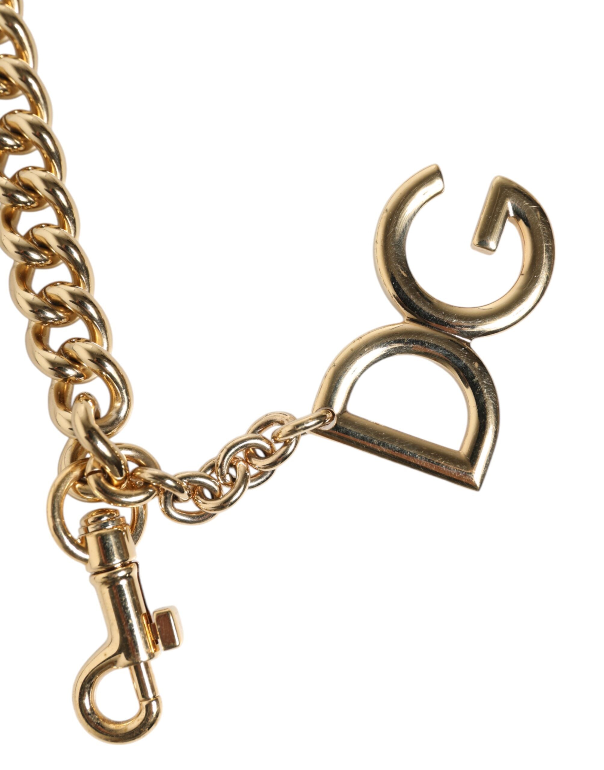 Brown Leopard Gold Brass Chain Accessory Shoulder Strap - ventzia