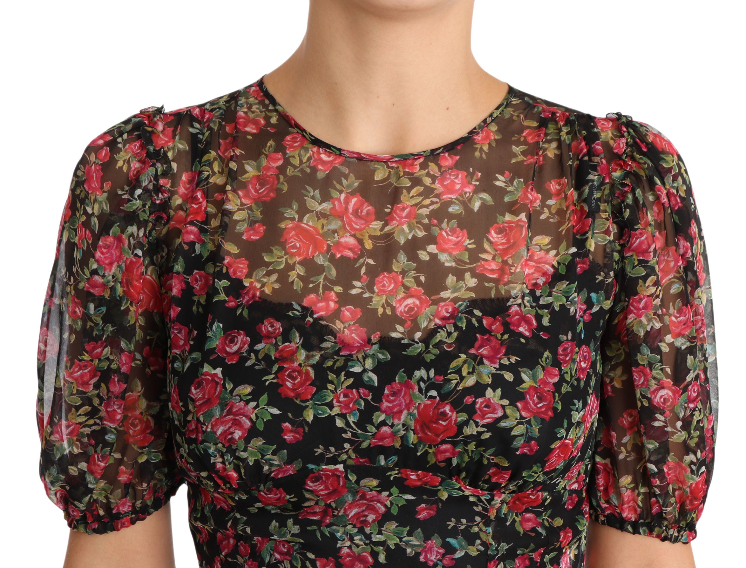 Elegant Black Silk Floral A-Line Gown - ventzia