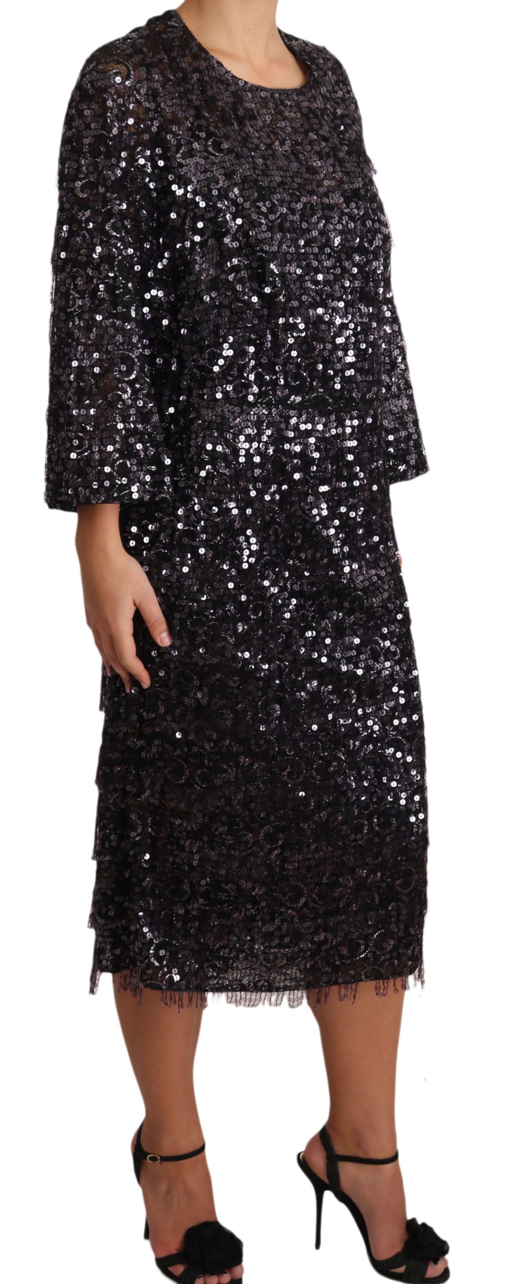 Sequined Shift Midi Dress – Timeless Elegance - ventzia