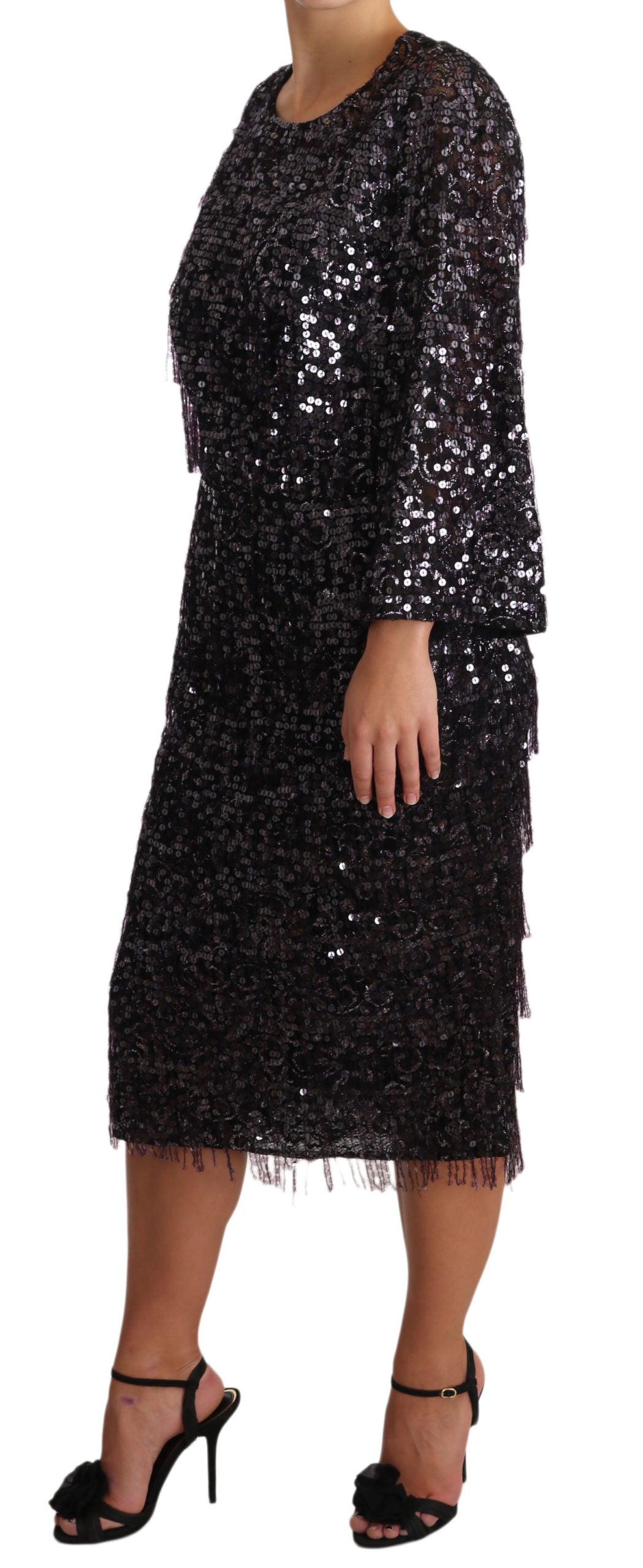 Sequined Shift Midi Dress – Timeless Elegance - ventzia
