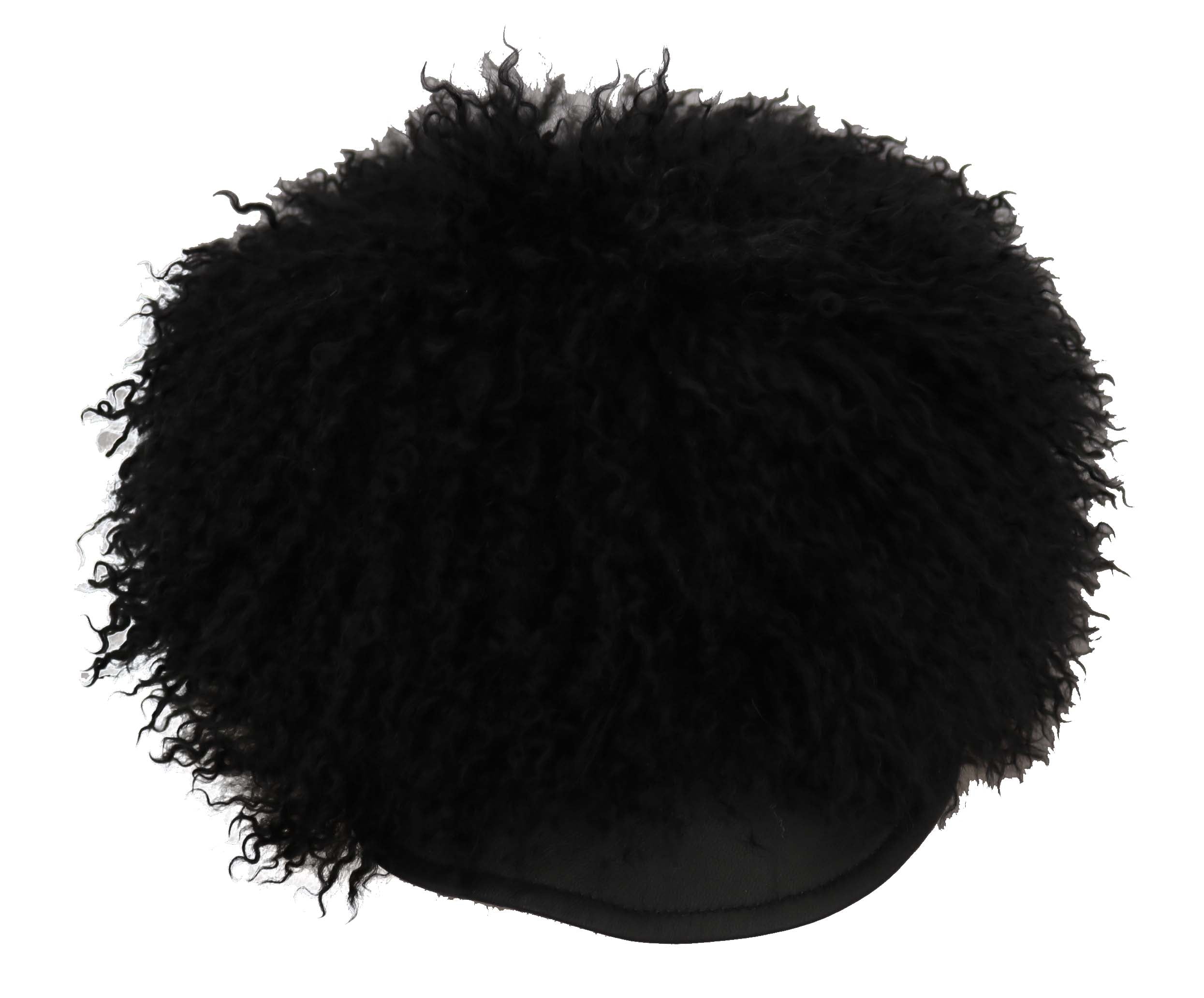Chic Black Gatsby Cap in Tibet Lamb Fur - ventzia