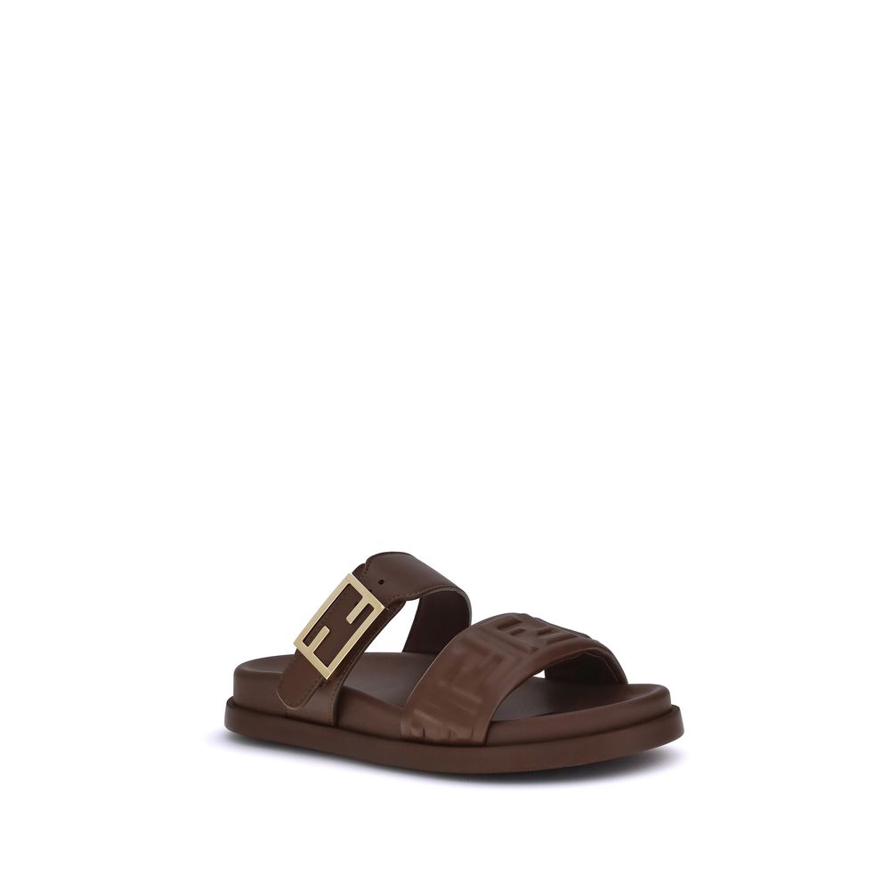 Brown Calf Leather Bos Taurus Flat Sandals - ventzia