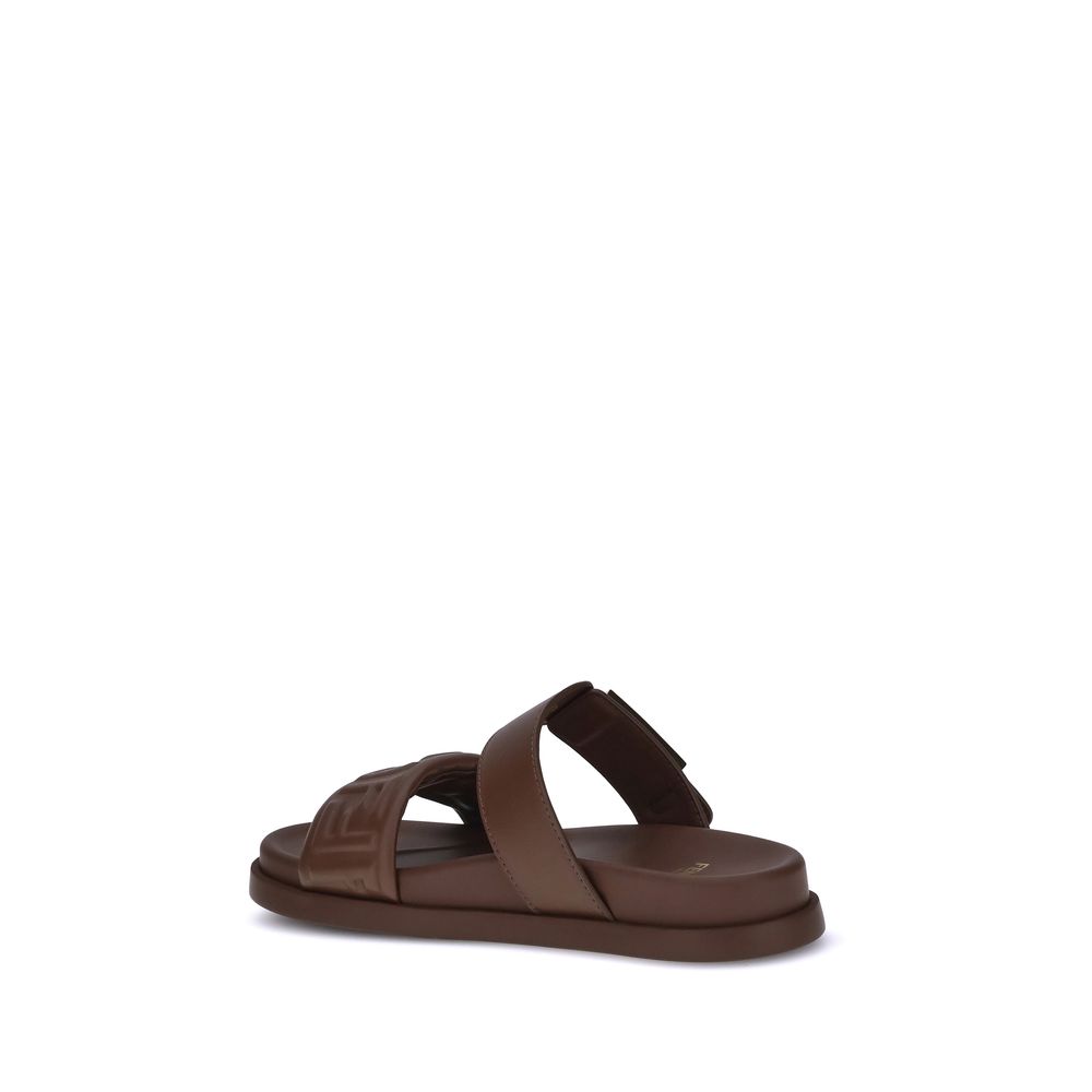 Brown Calf Leather Bos Taurus Flat Sandals - ventzia