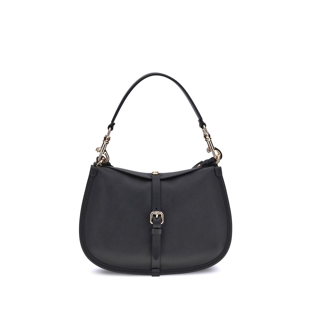 Black Calf Leather Bos Taurus Shoulder Bag - ventzia