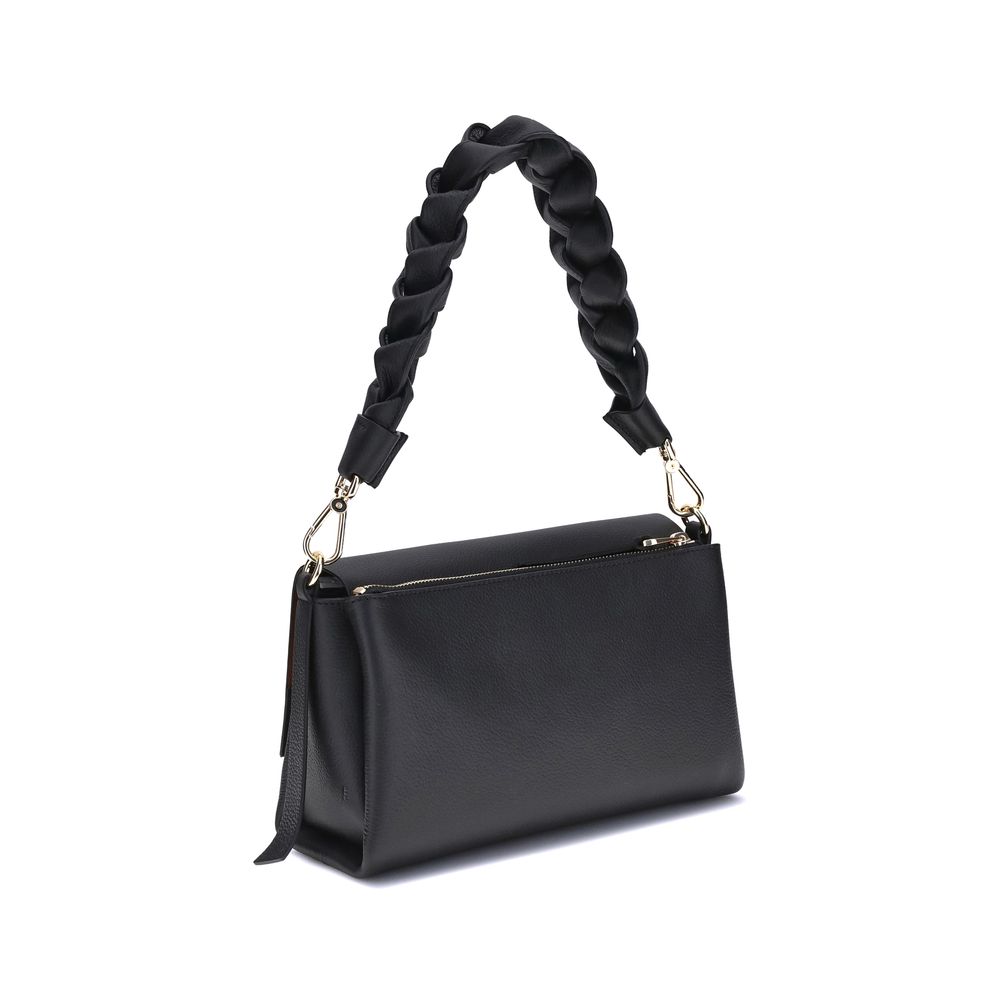Black Calf Leather Bos Taurus Shoulder Bag - ventzia