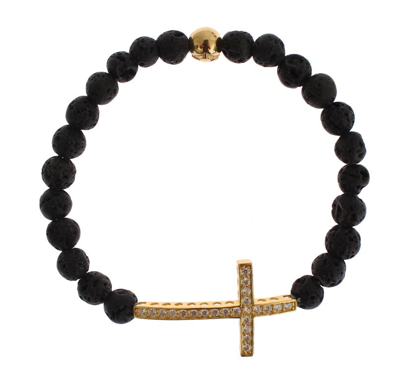 Elegant Gold & Black Lava Stone Bracelet - ventzia