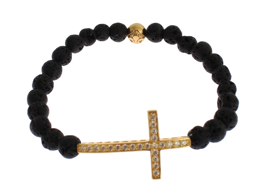 Elegant Gold & Black Lava Stone Bracelet - ventzia