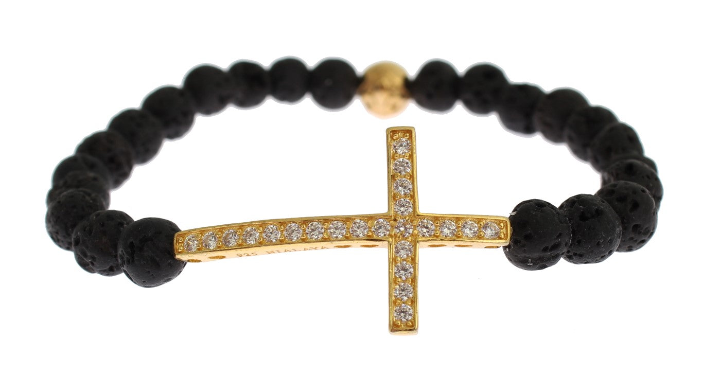 Elegant Gold & Black Lava Stone Bracelet - ventzia