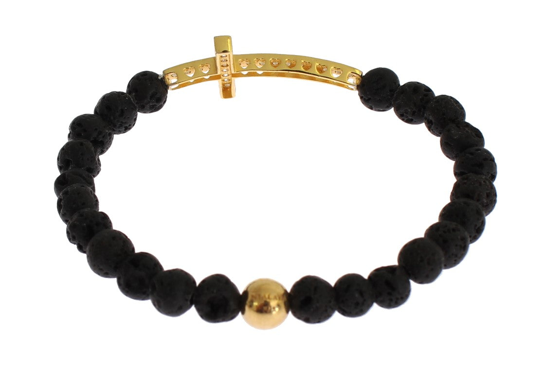 Elegant Gold & Black Lava Stone Bracelet - ventzia