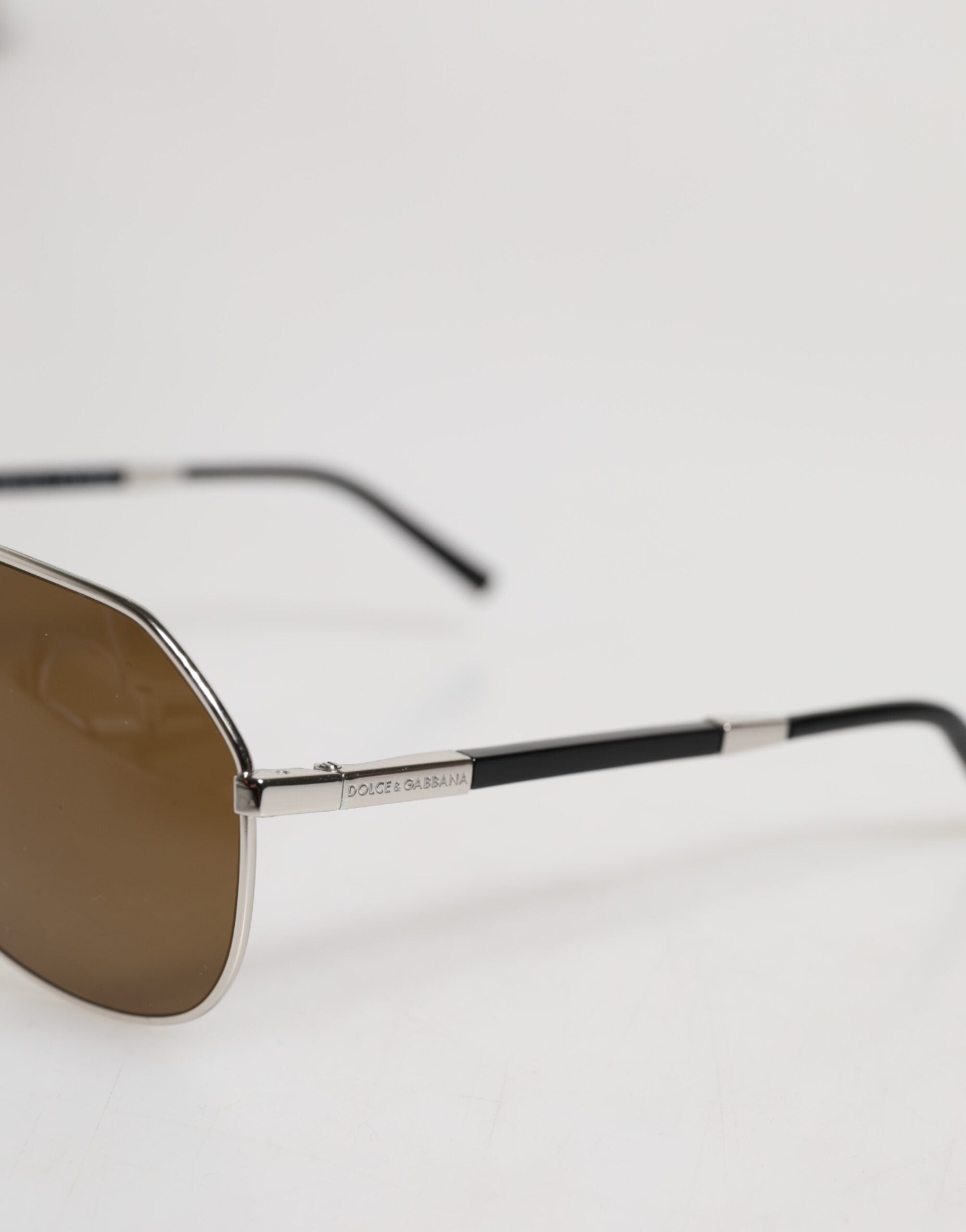 DG2073 Silver Steel Classic Pilot Brown Lens Sunglasses - ventzia