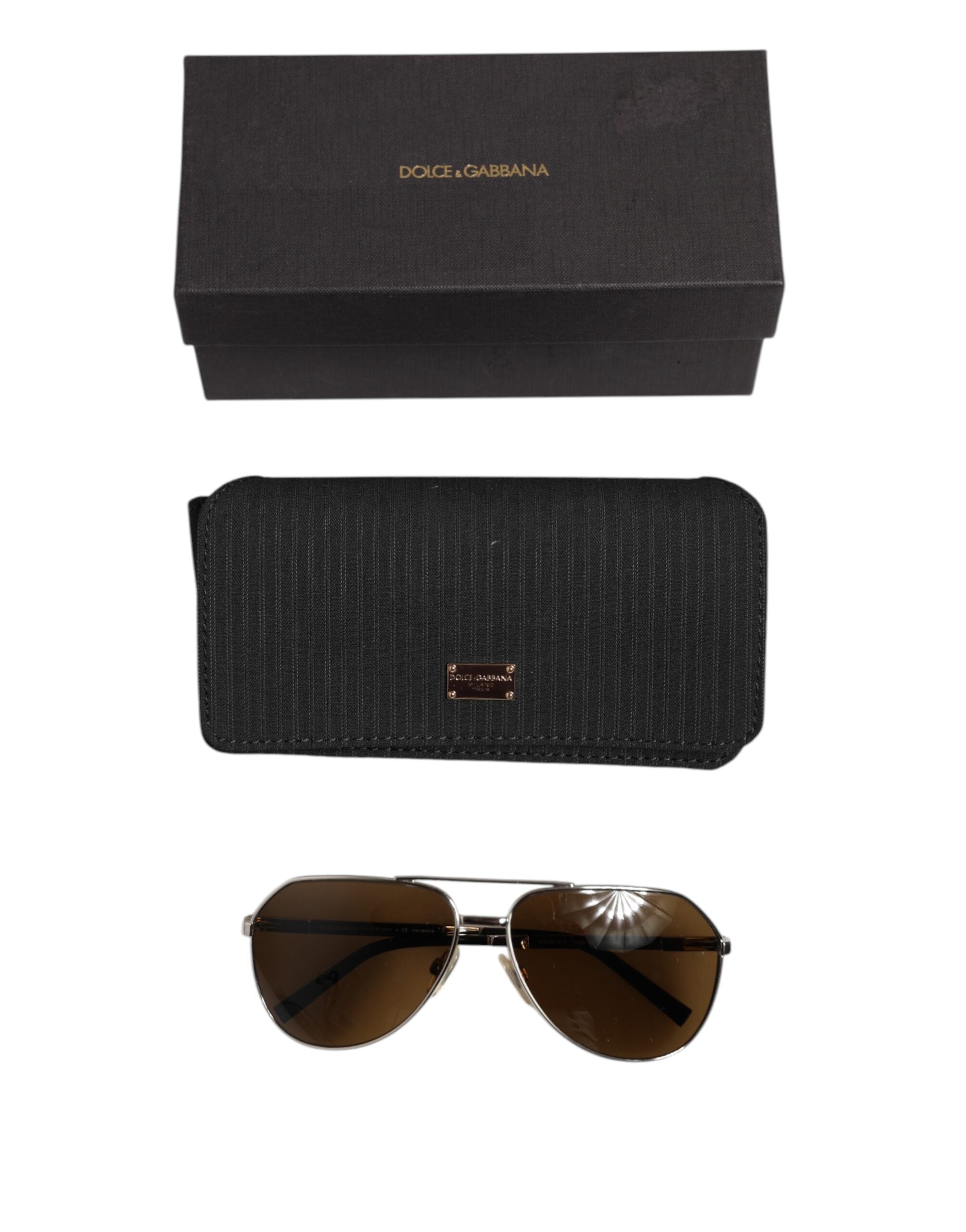 DG2073 Silver Steel Classic Pilot Brown Lens Sunglasses - ventzia