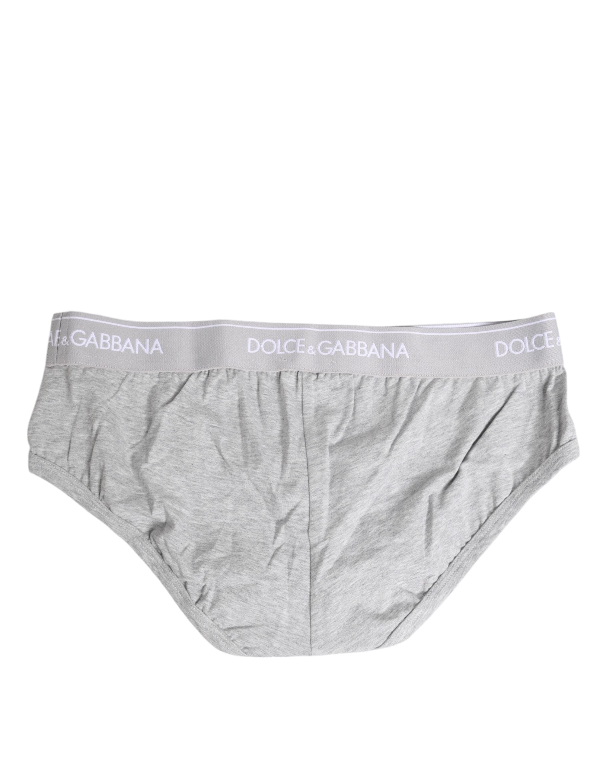 Gray Cotton Stretch Regular Brief Underwear - ventzia