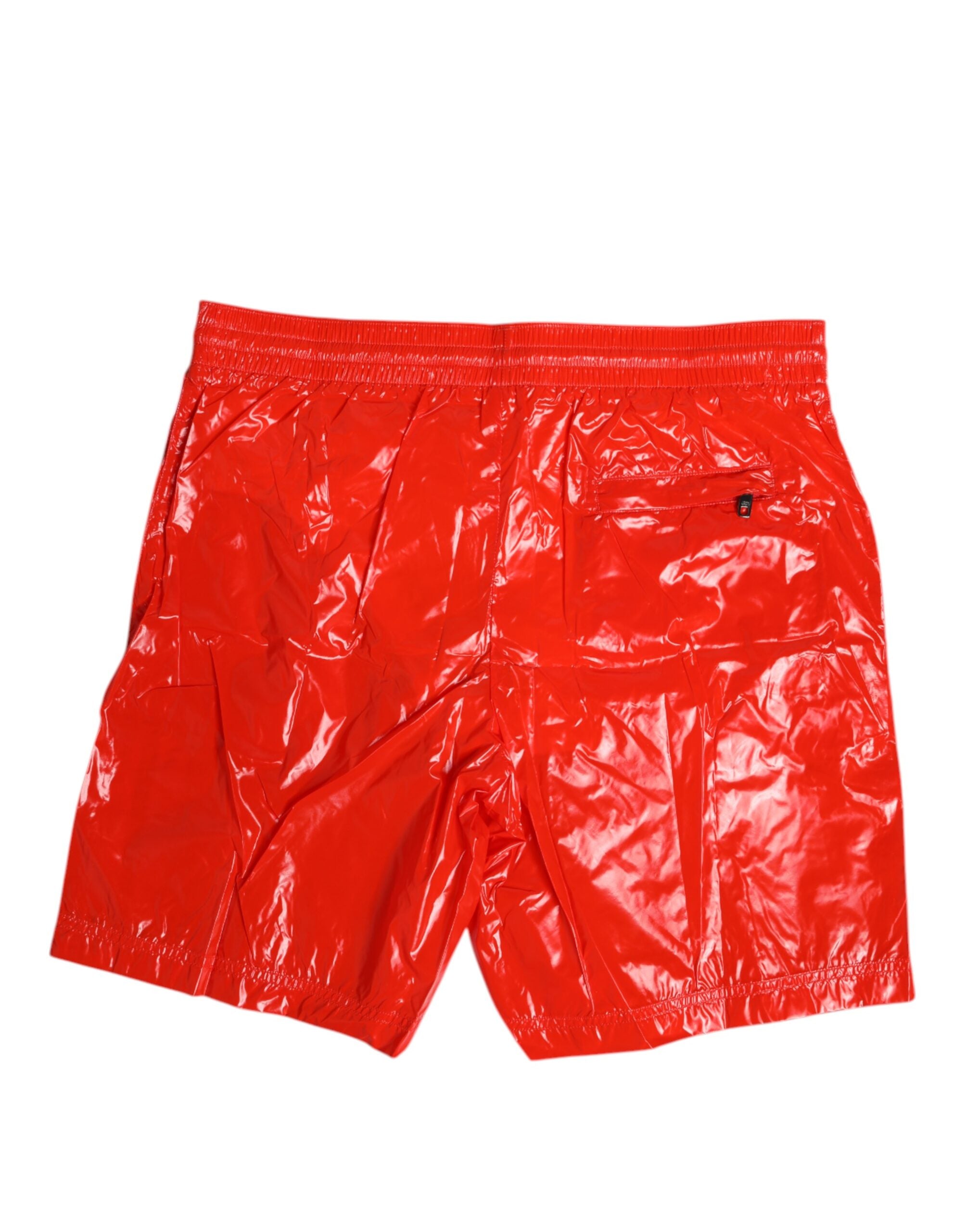Red Nylon Drawstring Beachwear Shorts Swimwear - ventzia