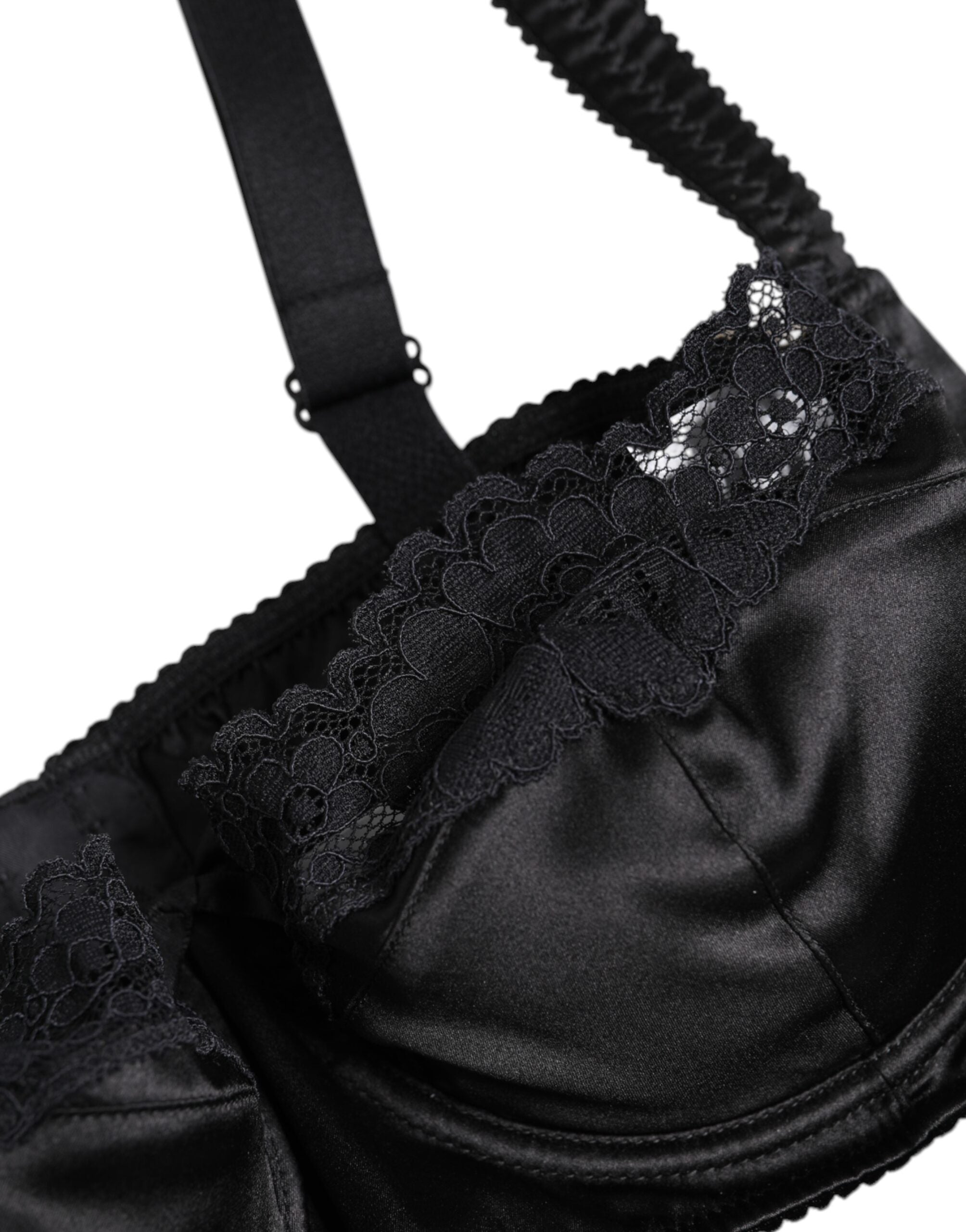 Black Silk Underwired Balconette Bra Underwear - ventzia