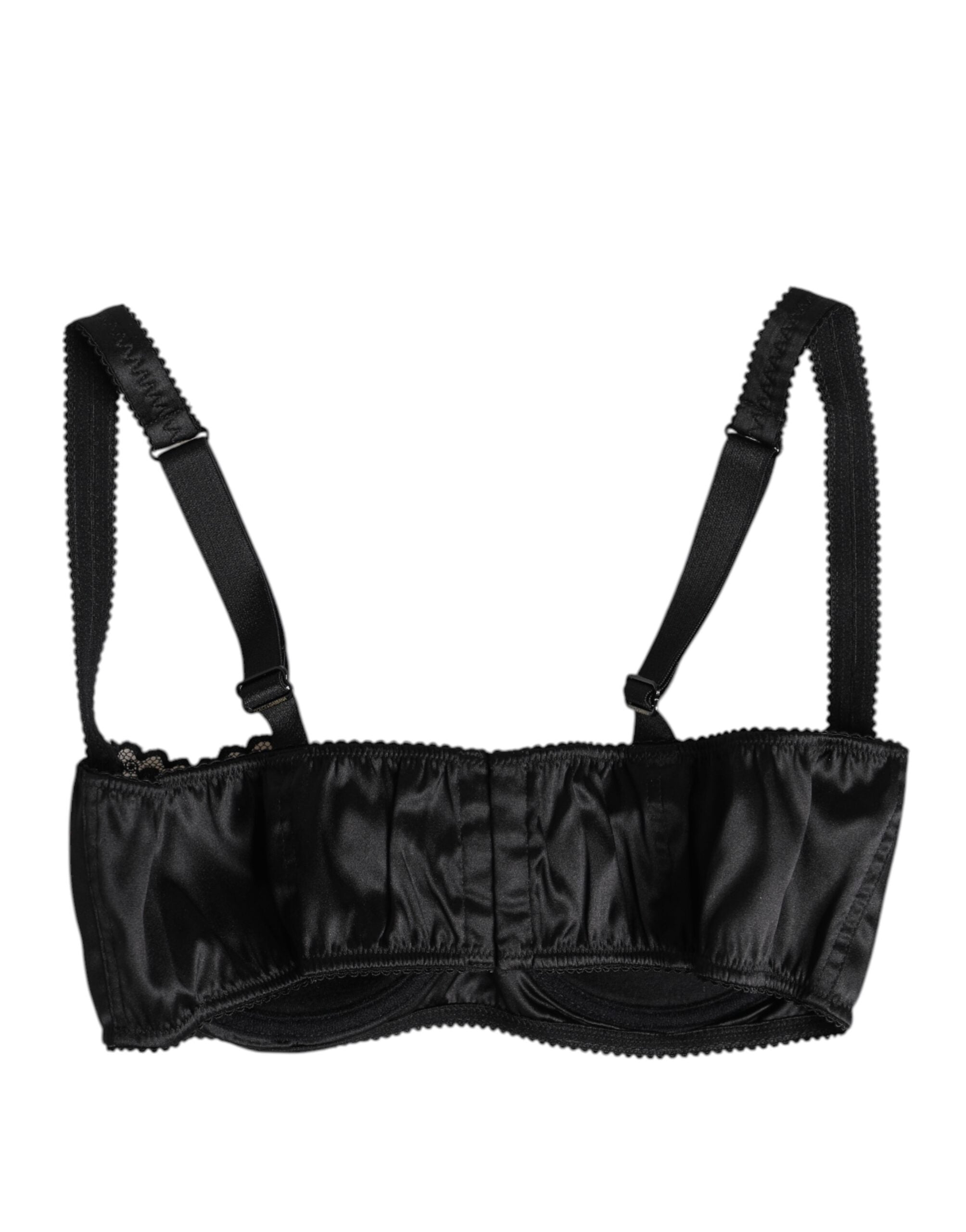 Black Silk Underwired Balconette Bra Underwear - ventzia