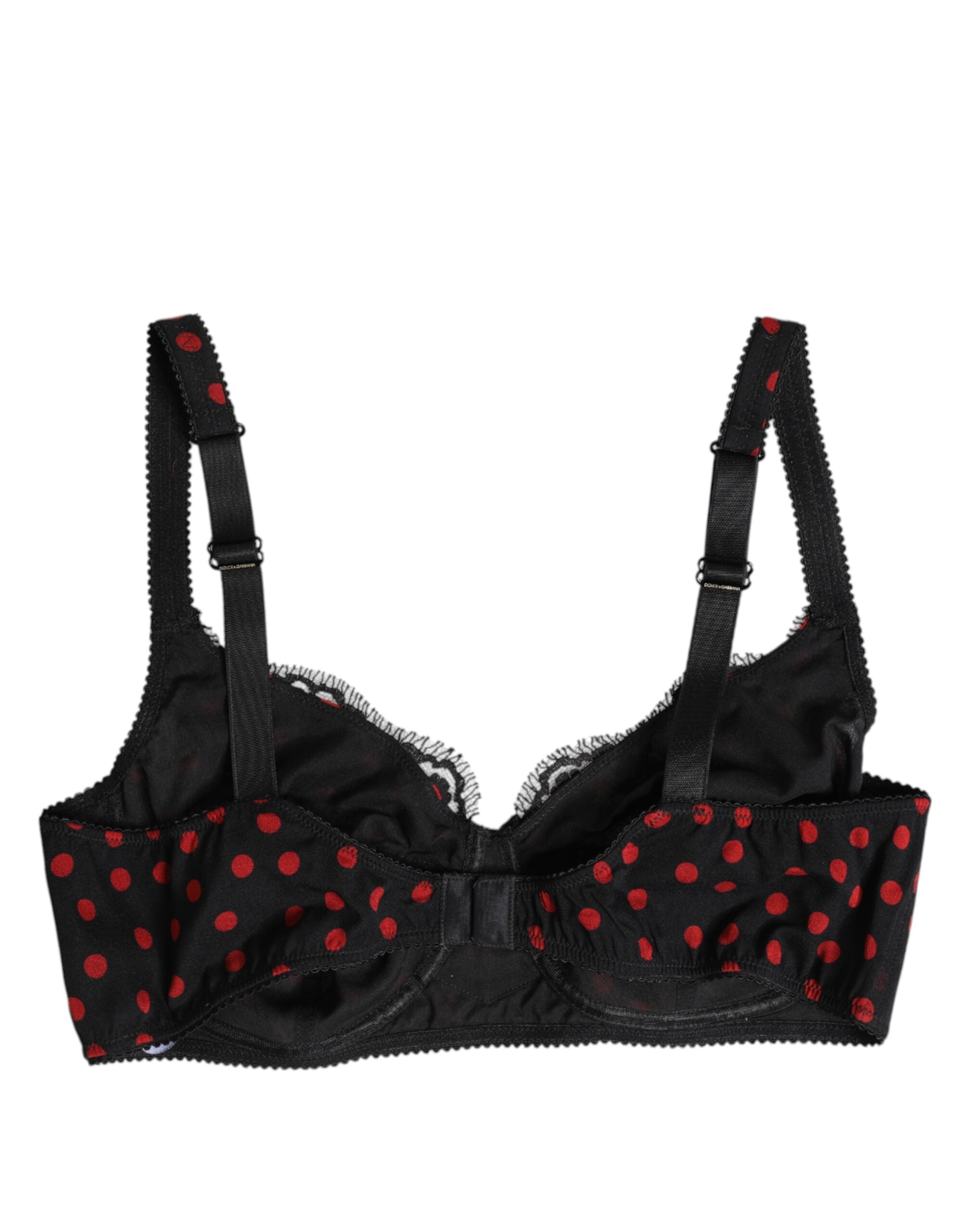 Black Red Polka Dot Underwired Balconette Underwear - ventzia