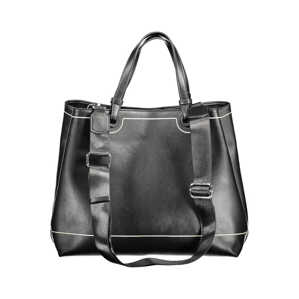 Black Polyurethane Women Handbag - ventzia