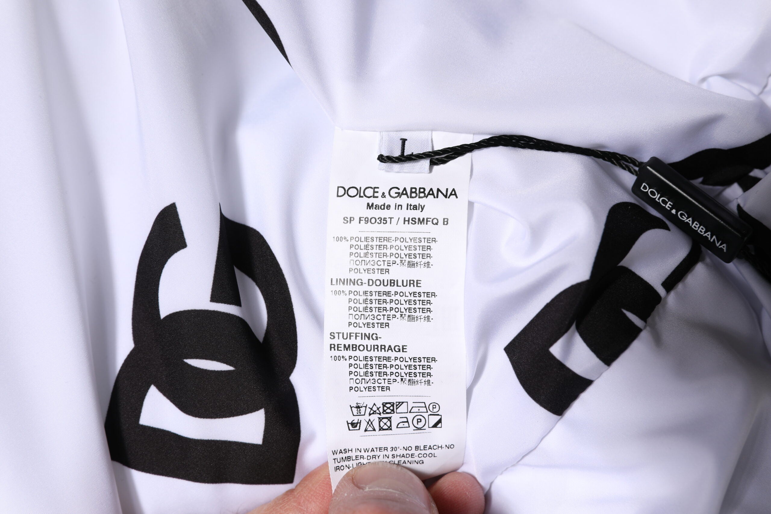 White Black DG Mania Polyester Puffer Jacket - ventzia