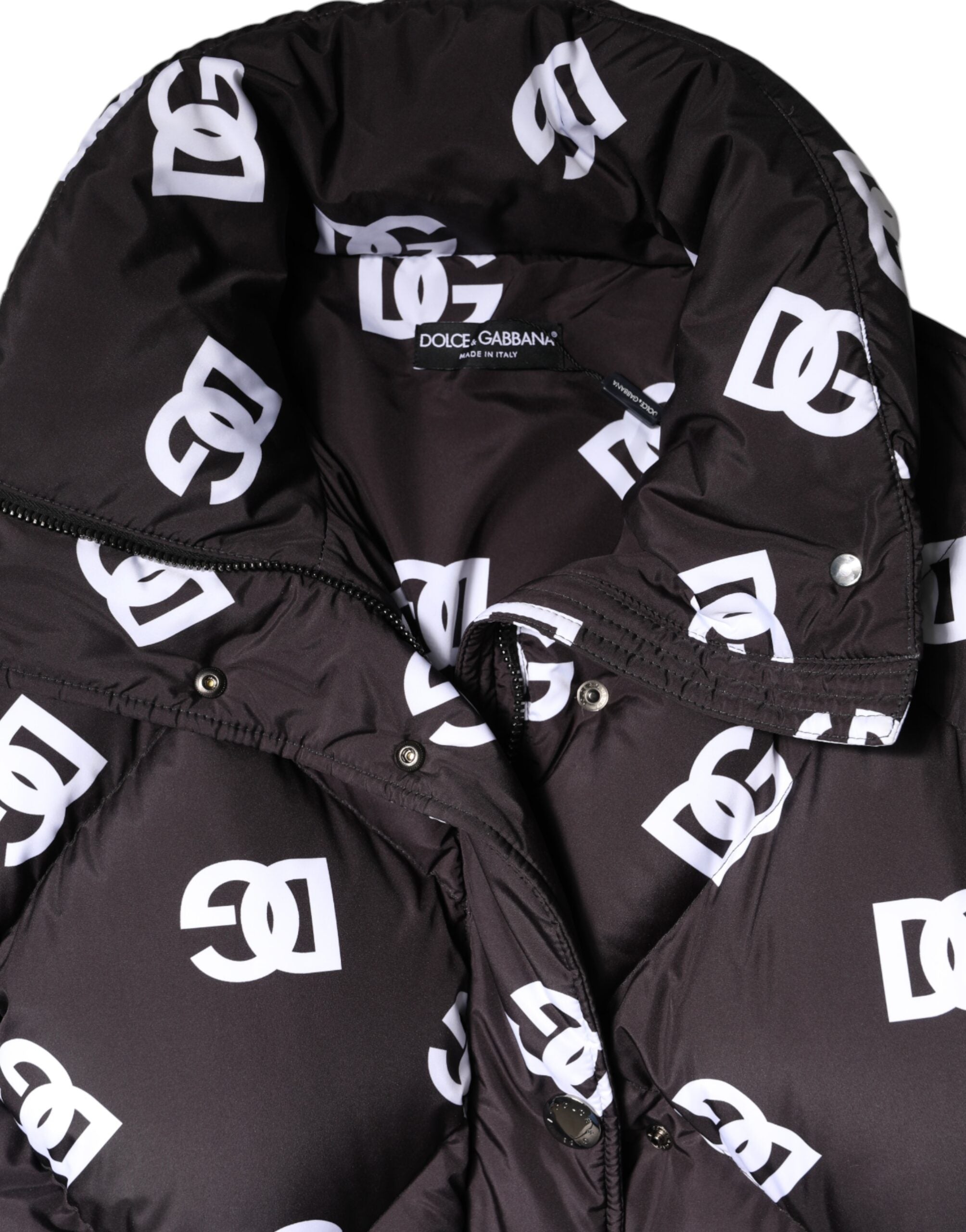 Black DG Mania Puffer Quilted Long Coat Jacket - ventzia
