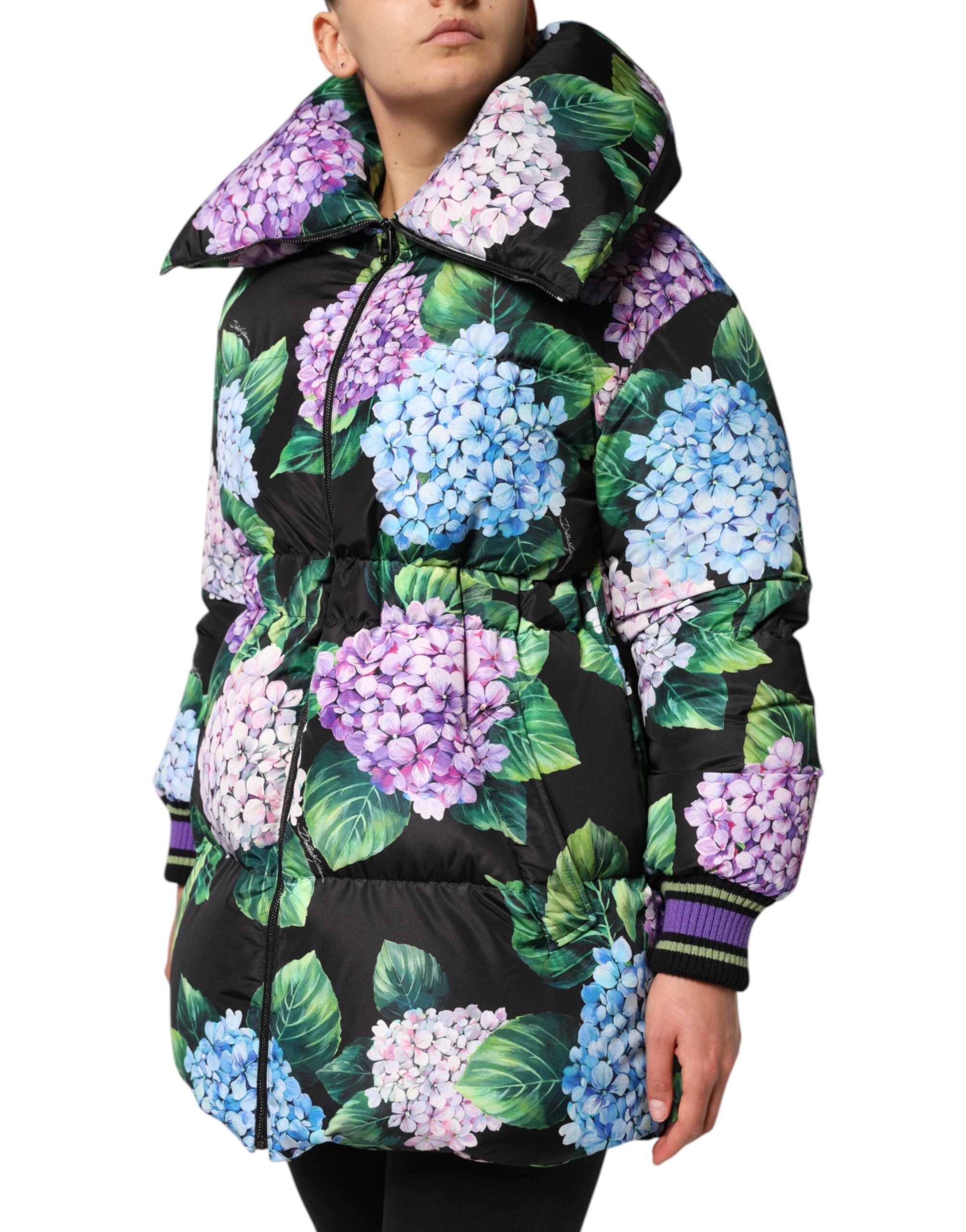 Multicolor Floral Print Puffer Quilted Jacket - ventzia
