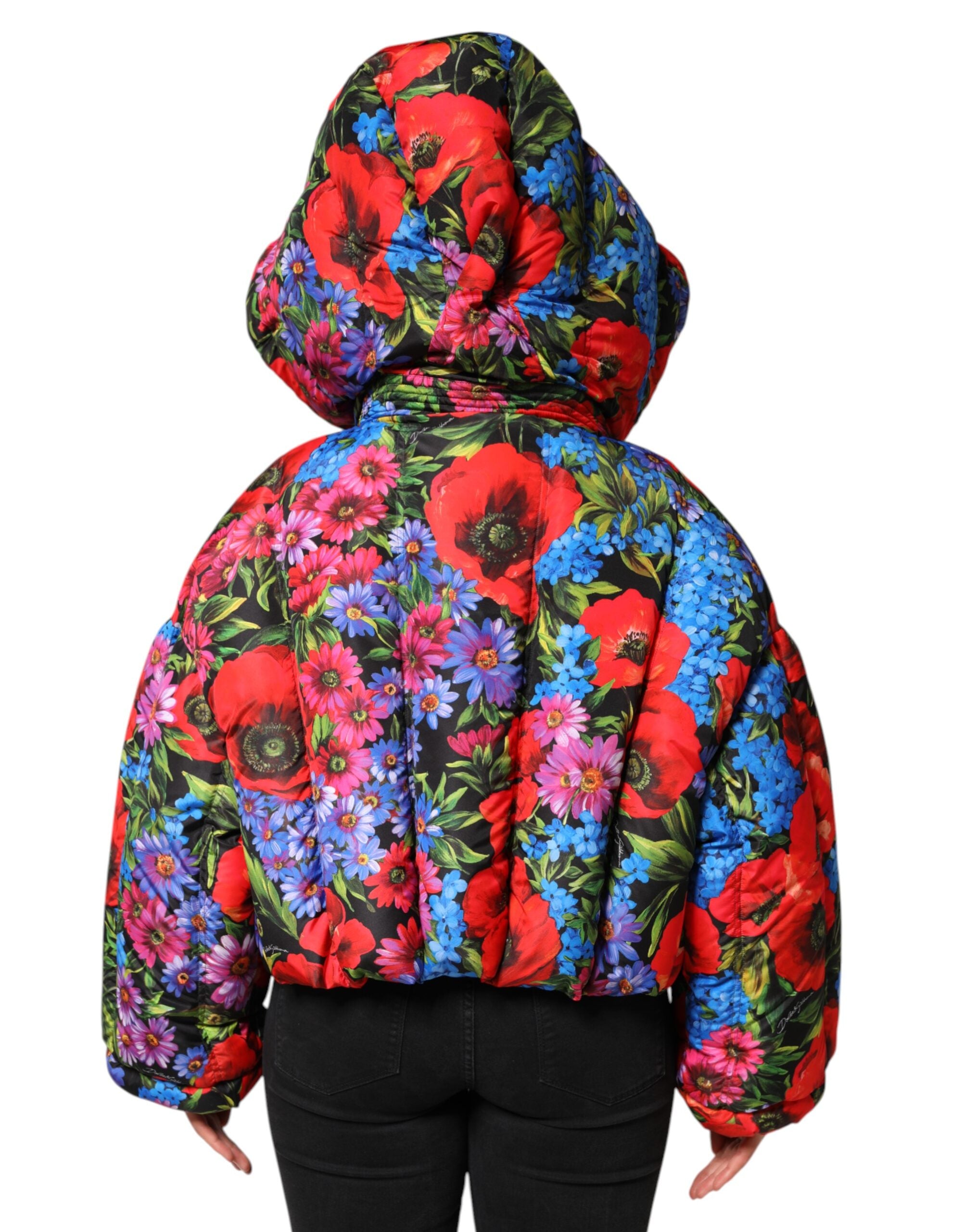 Multicolor Floral Hooded Puffer Coat Jacket - ventzia
