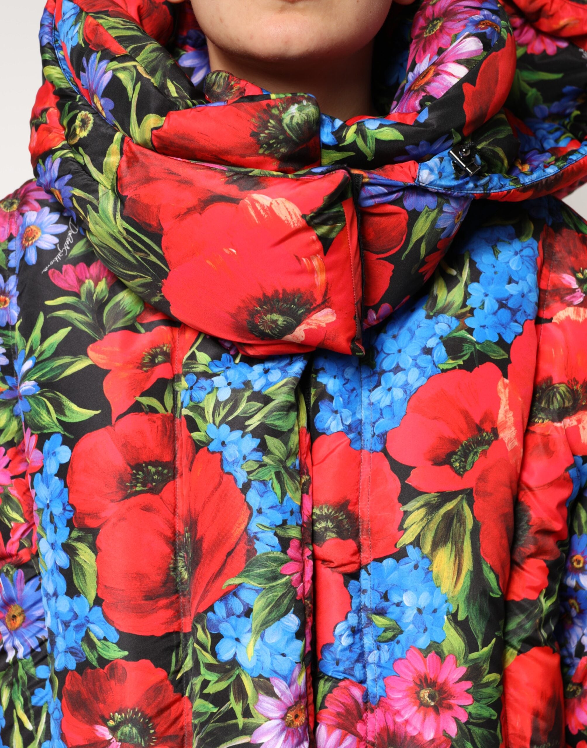 Multicolor Floral Hooded Puffer Coat Jacket - ventzia