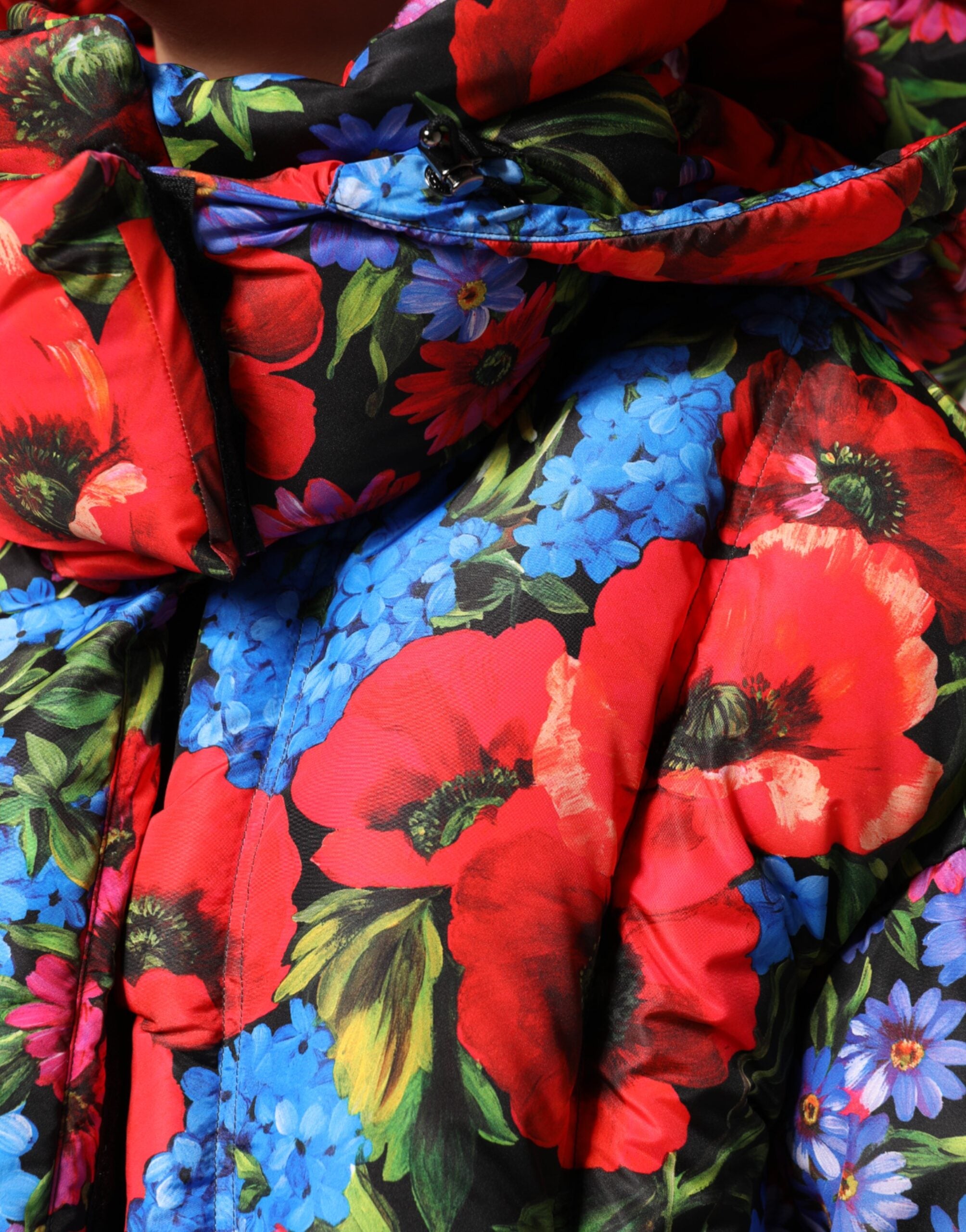 Multicolor Floral Hooded Puffer Coat Jacket - ventzia