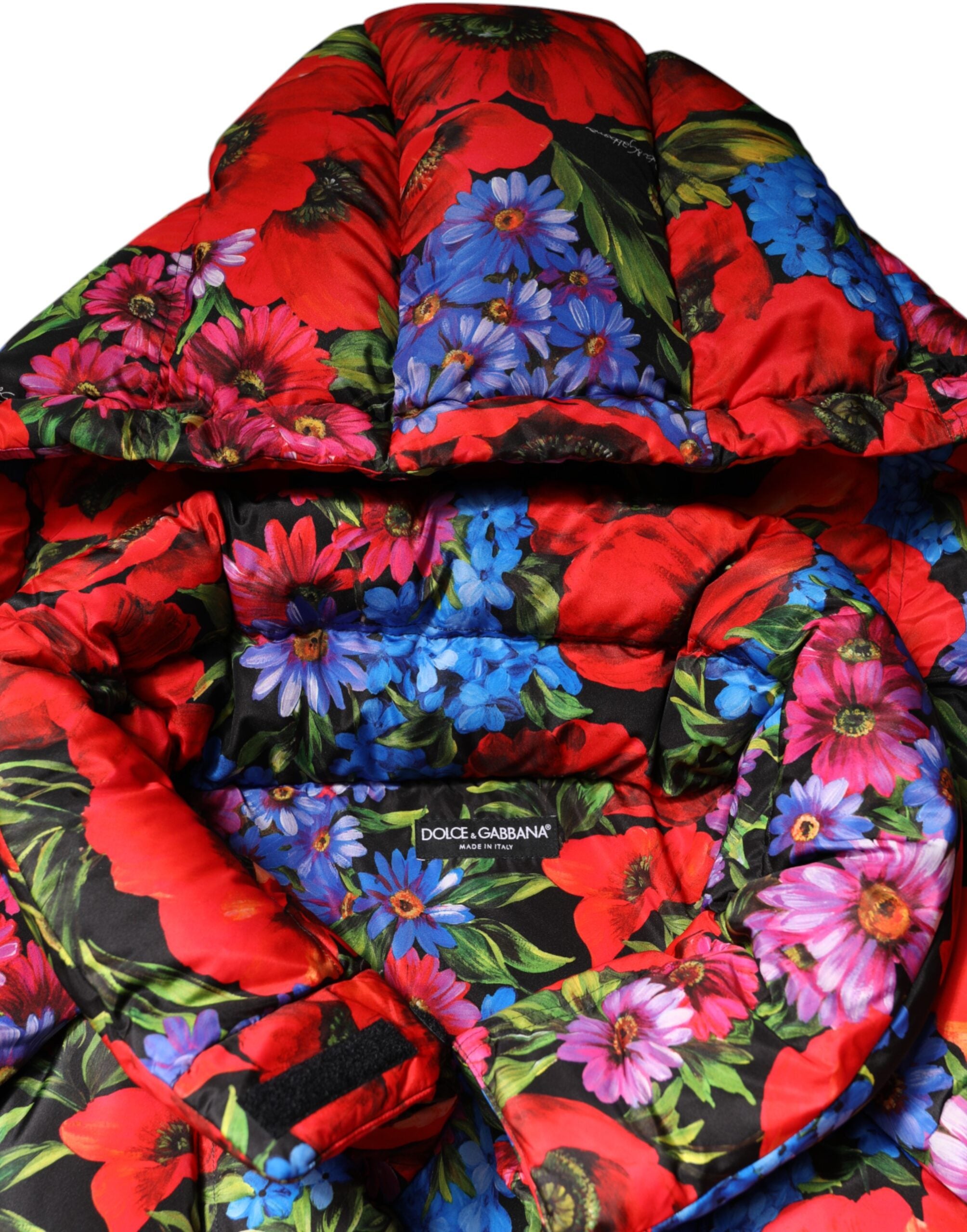 Multicolor Floral Hooded Puffer Coat Jacket - ventzia