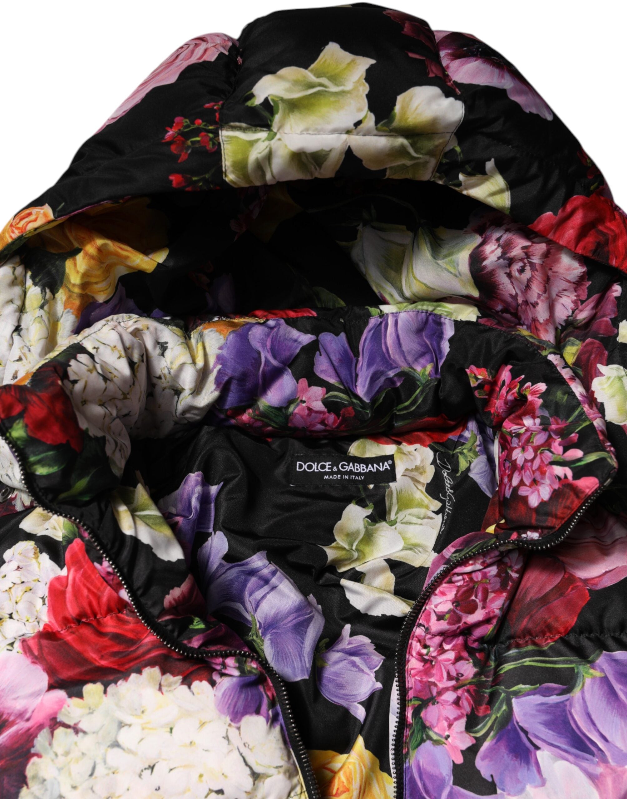 Multicolor Floral Hooded Puffer Quilted Jacket - ventzia